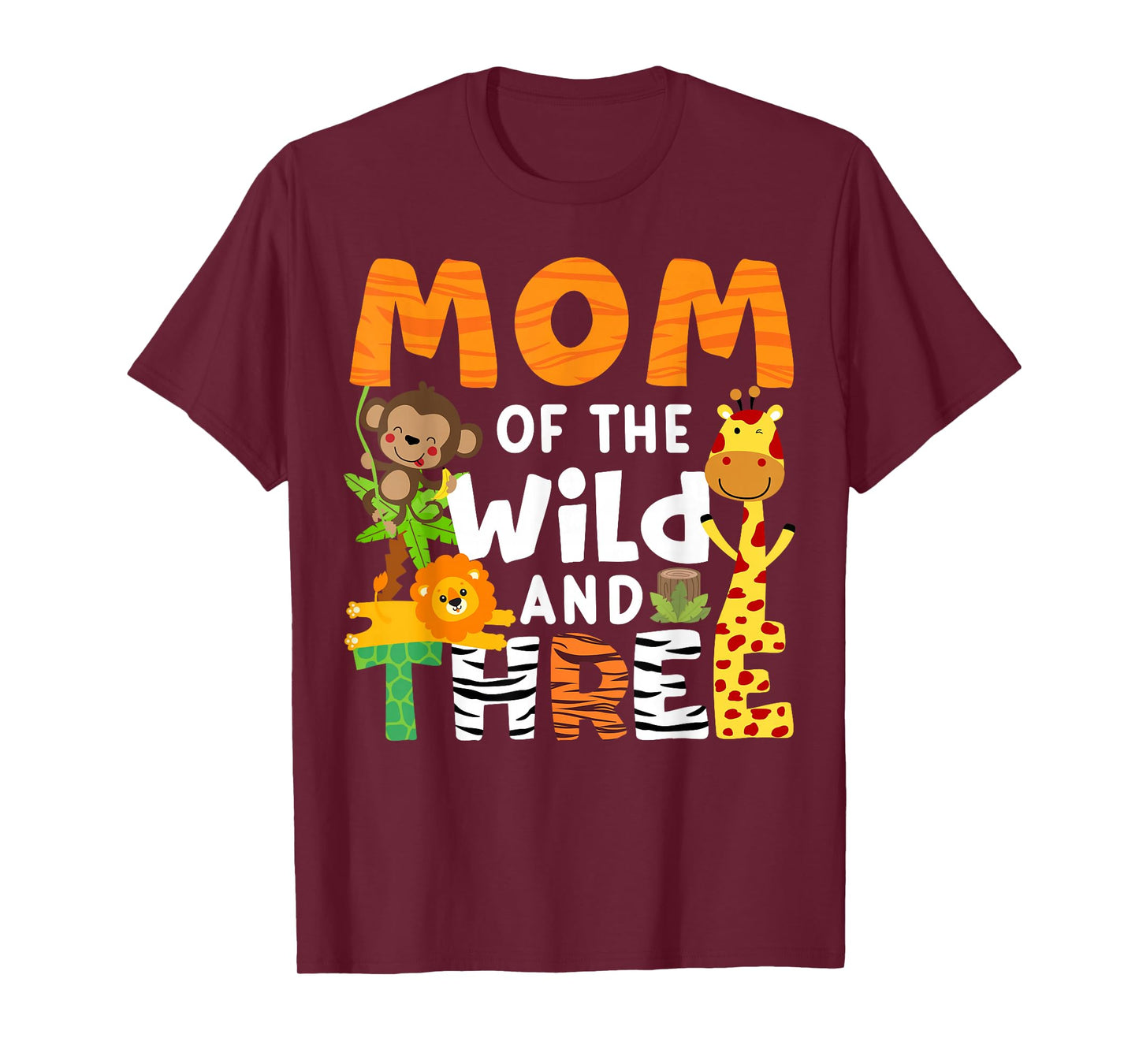 Mom Of The Wild and Three 3 Birthday Zoo Theme Safari Jungle T-Shirt