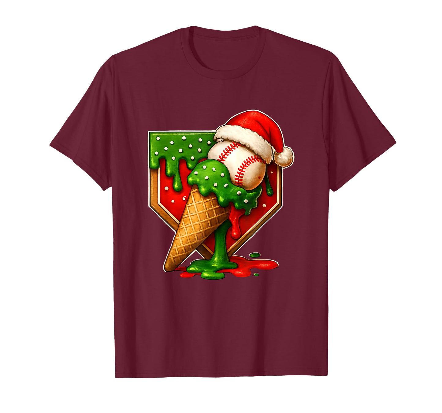 Baseball Xmas Christmas Baseball Ice Cream Drip Boys T-Shirt