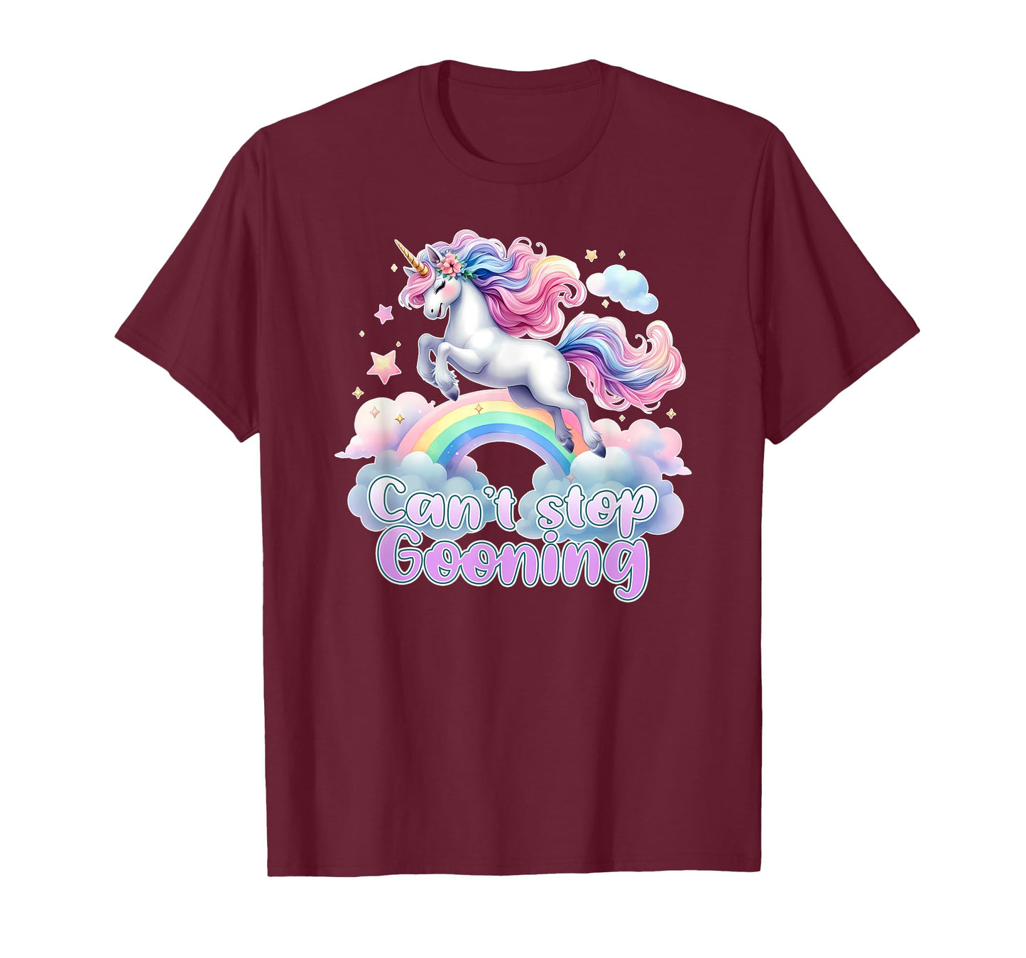 CANT STOP GOONING Funny Brainrot Meme 2025 Unicorn Cringe T-Shirt