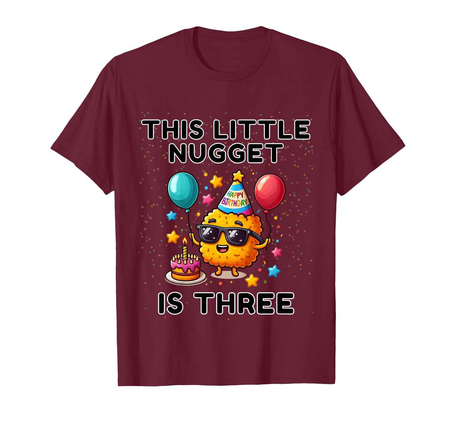 Kids This Little-Nugget is Three, Chicken Nugget 3rd Birthday T-Shirt