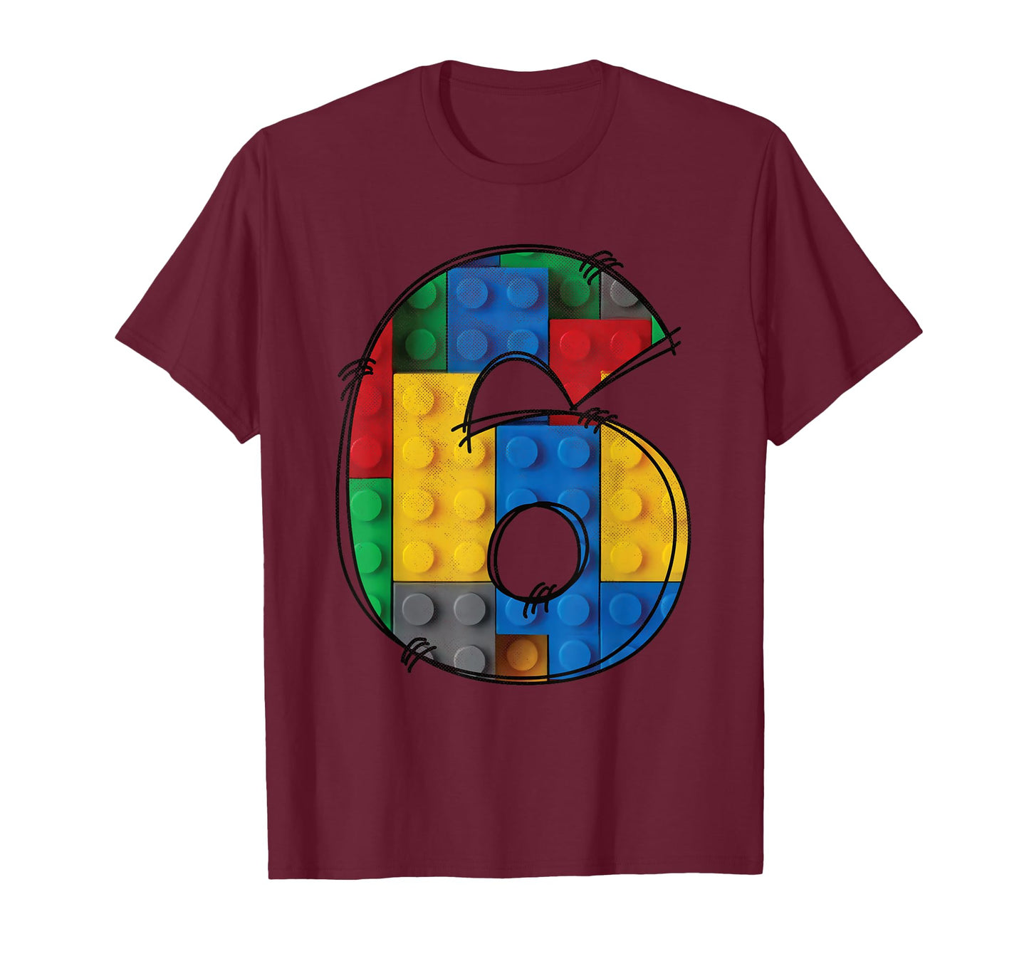 6 Years Old Blocks Building 6th Birthday Kid Master Builder T-Shirt