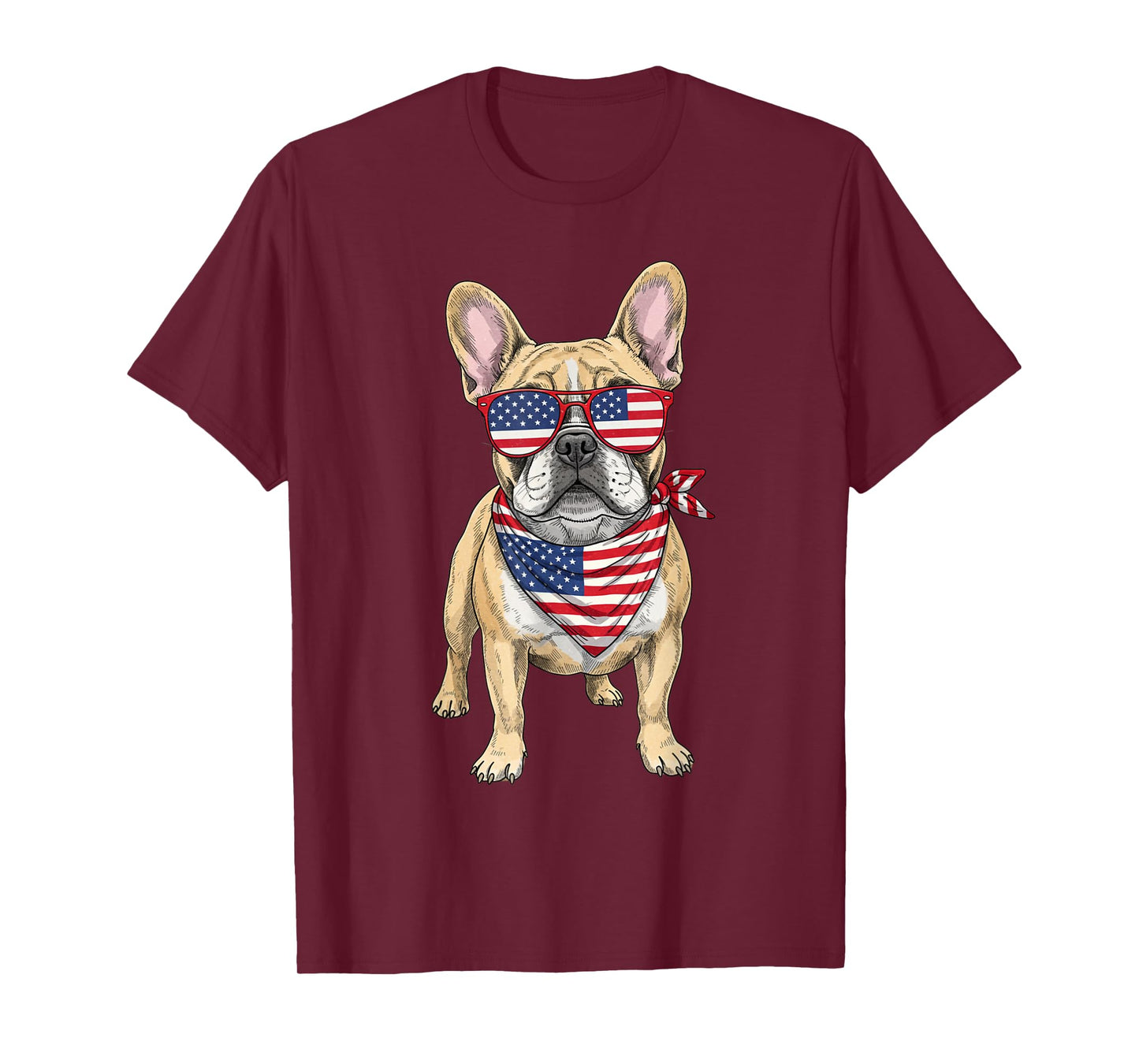 French Bulldog Frenchie USA US Flag 4th of July America Cute T-Shirt