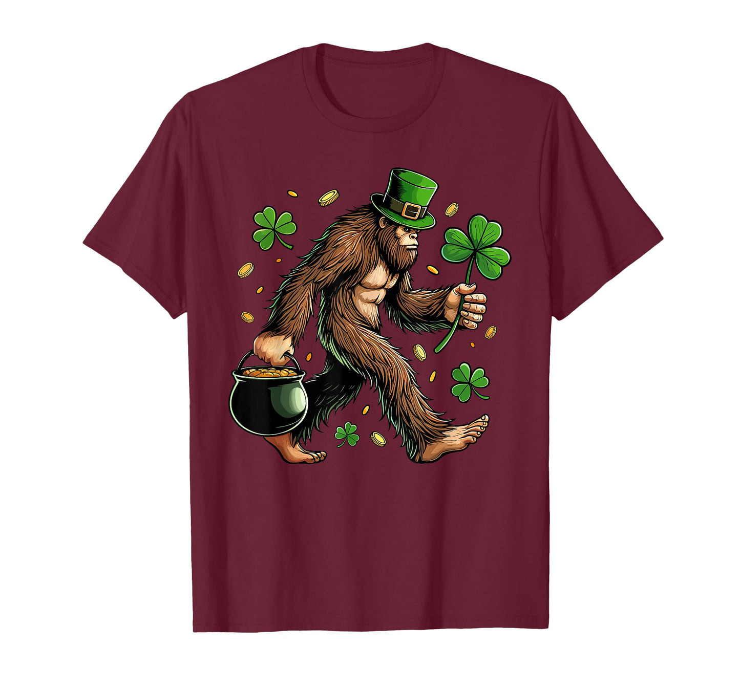 Bigfoot St Patricks Day Funny Sasquatch Saint Paddys Irish T-Shirt