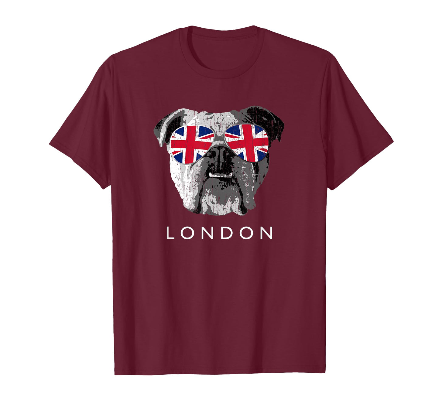 London UK English Bulldog Sunglasses Flag Souvenir T-Shirt