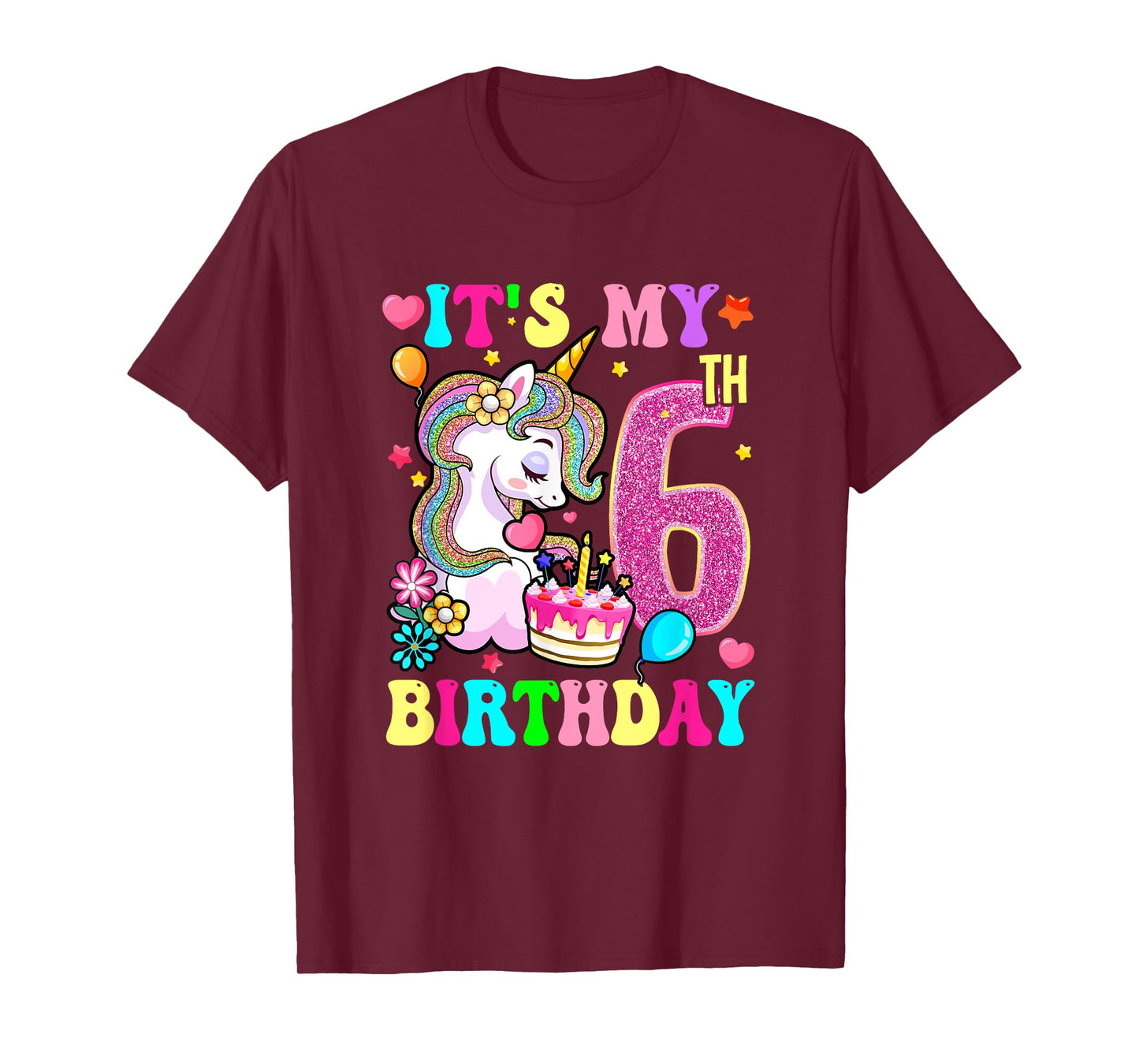 It's My 6Th Birthday Unicorn Girls Funny 6 Year Old T-Shirt