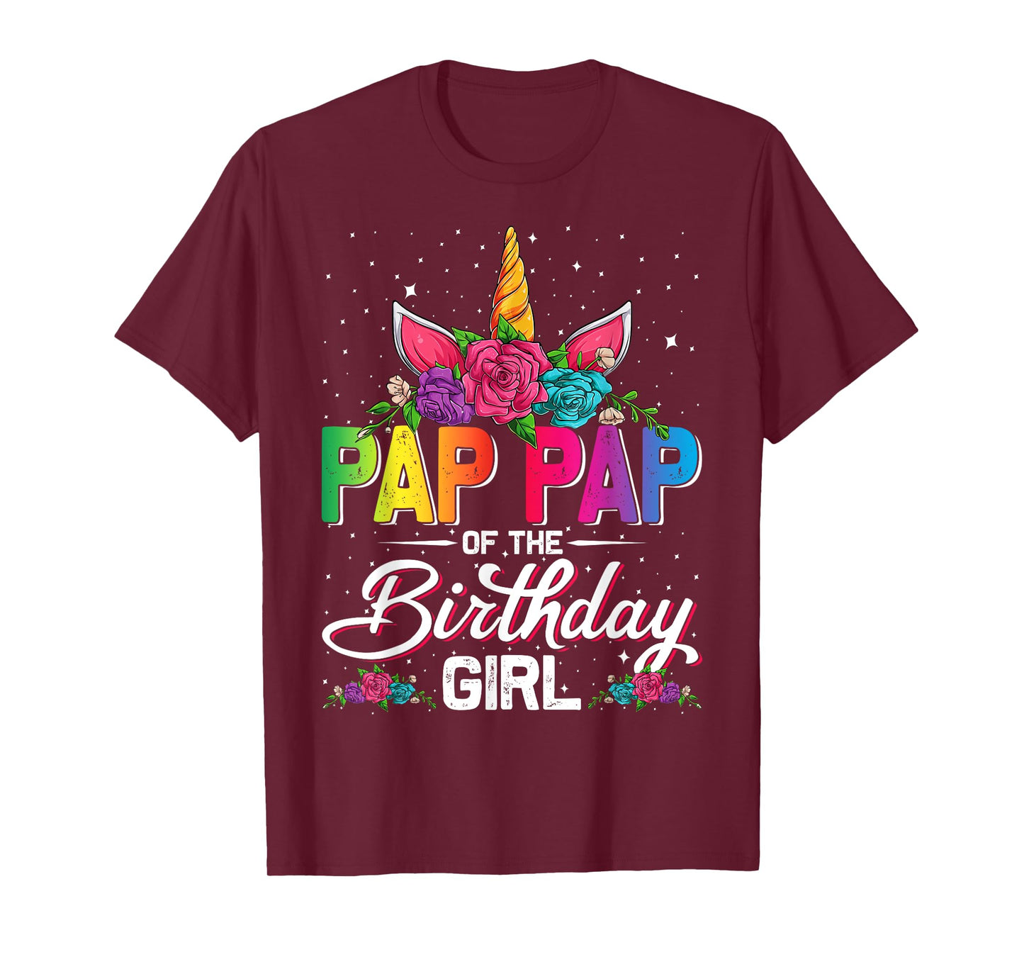 Pap Pap Of The Birthday Girl Unicorn Family Matching T-Shirt