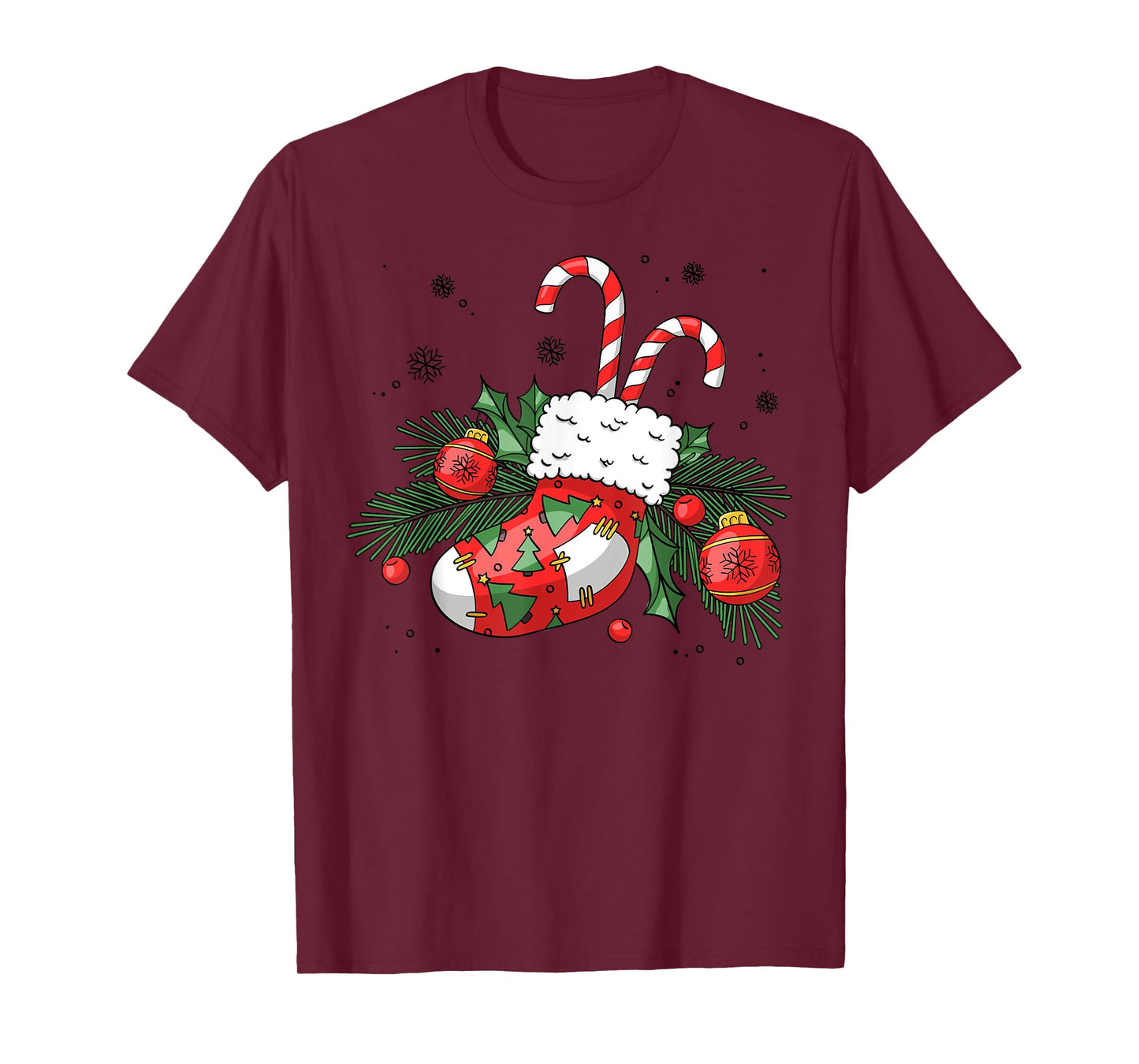 Funny Retro Merry Christmas Stocking Candy Cane Xmas Holiday T-Shirt