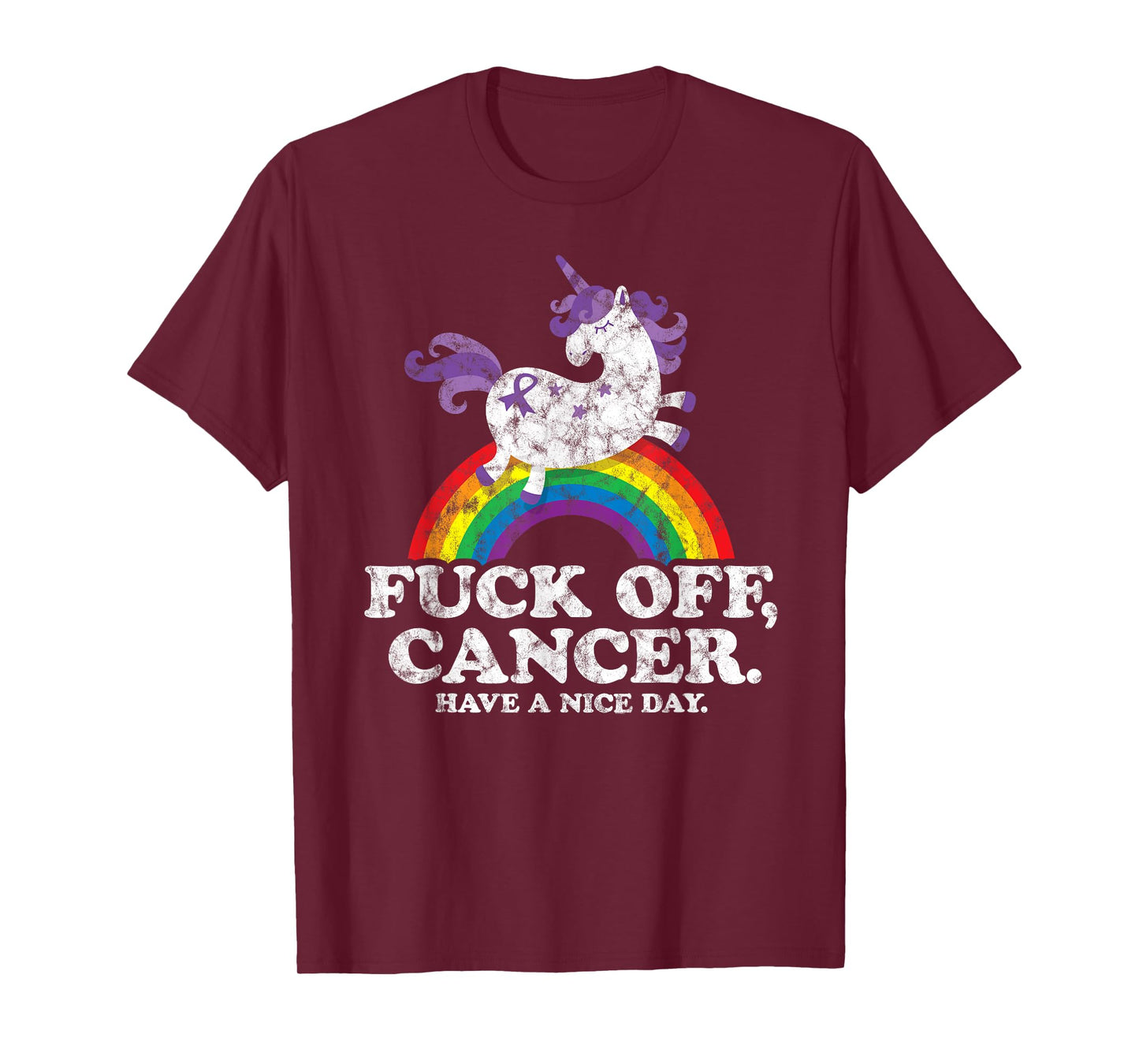 Fuck Off Cancer | Survivor Quote | Funny Unicorn Rainbow T-Shirt