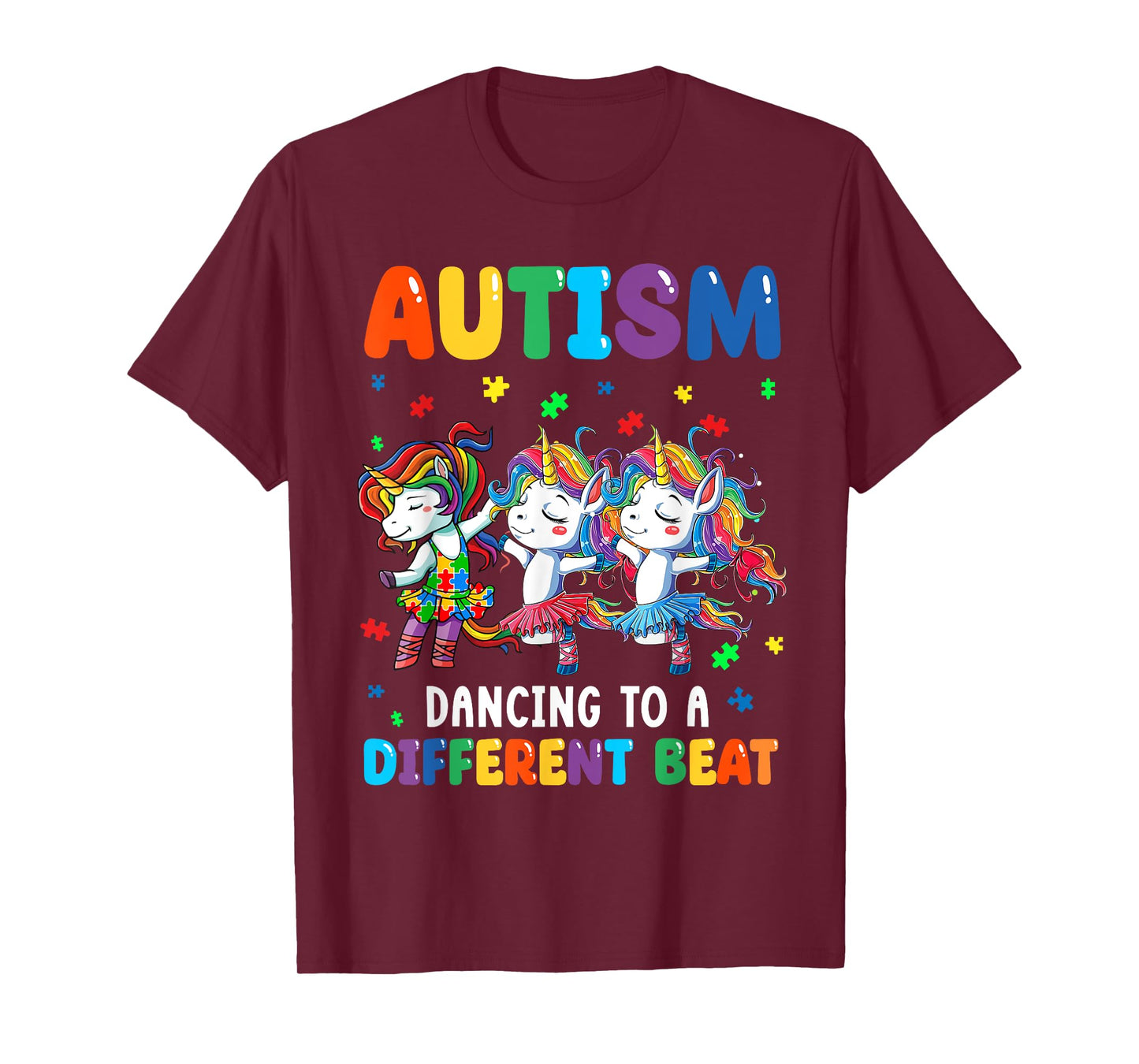 Autism Unicorn Dancing To A Different Beat Autism Awareness T-Shirt