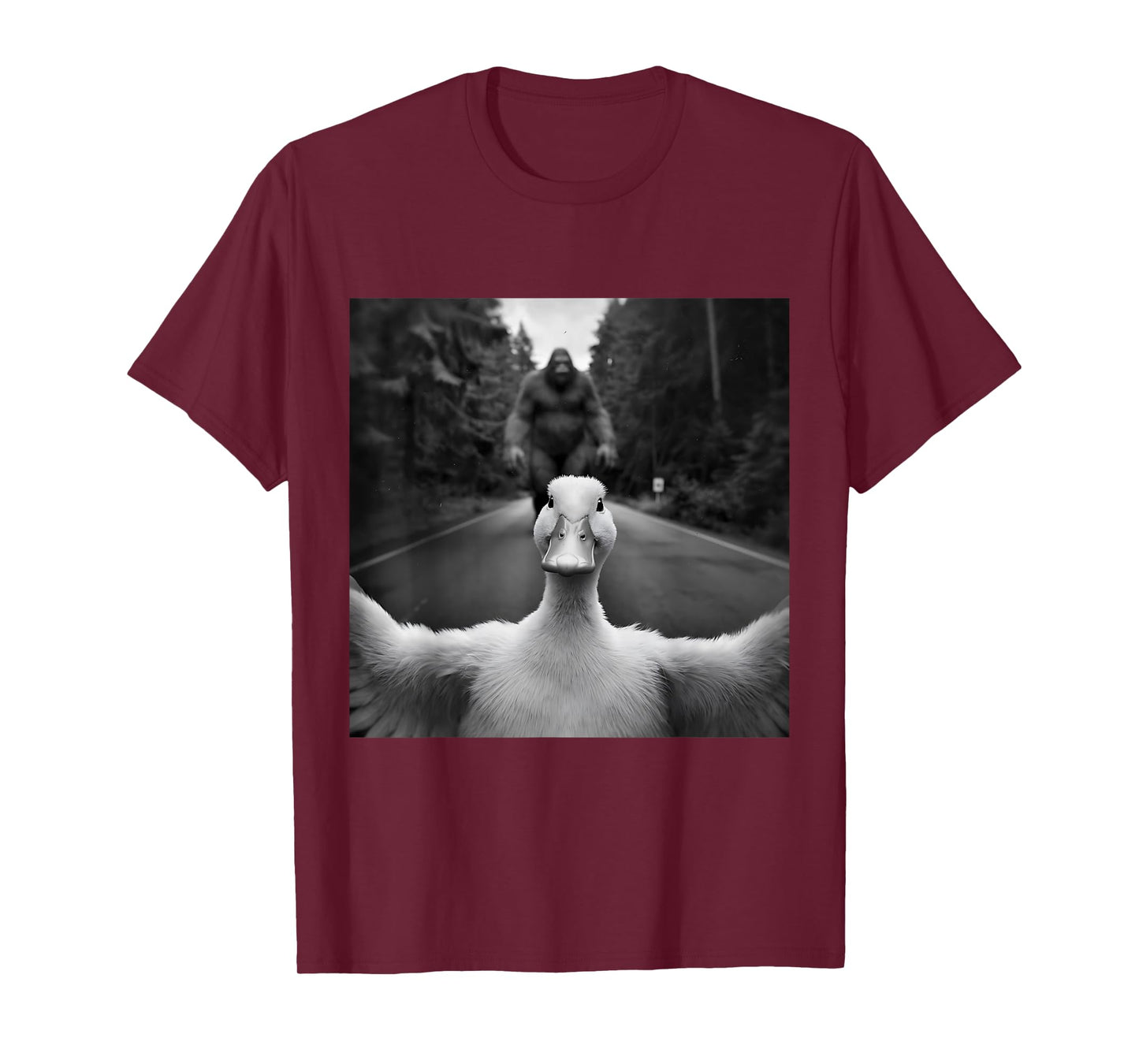 Scared Duck Selfie With Sasquatch Bigfoot, Funny Duck T-Shirt