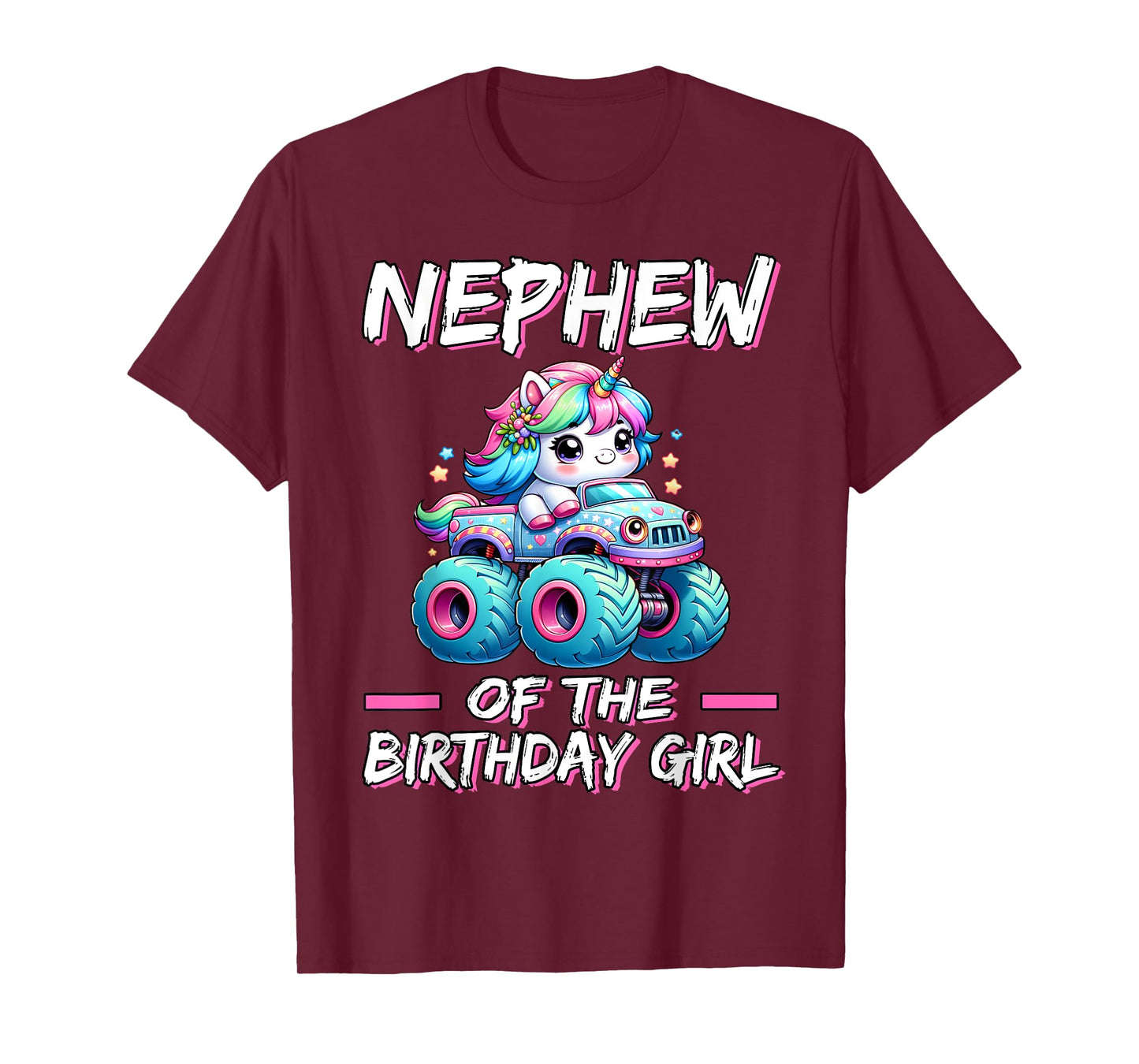 NEPHEW of the Birthday Girl Monster Truck Unicorn 1st Bday T-Shirt