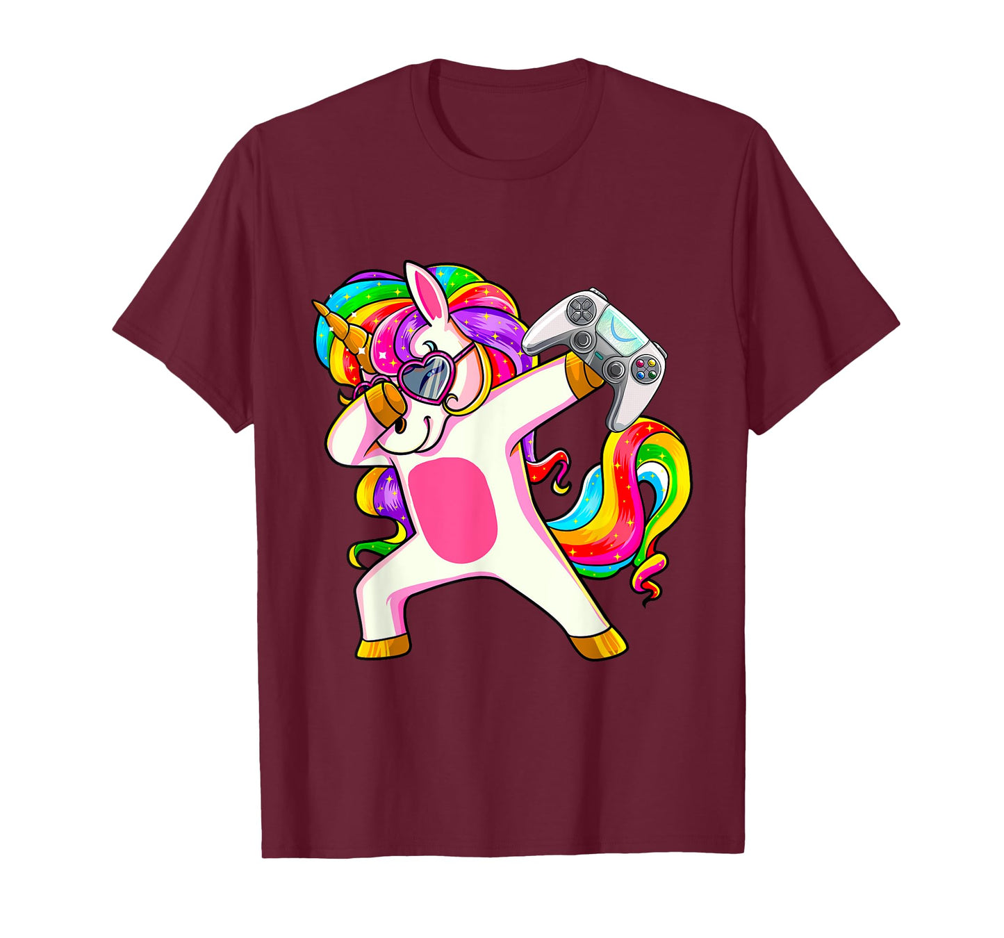 Gamercorn Dabbing Unicorn Video Game Controller Gamer Girl T-Shirt