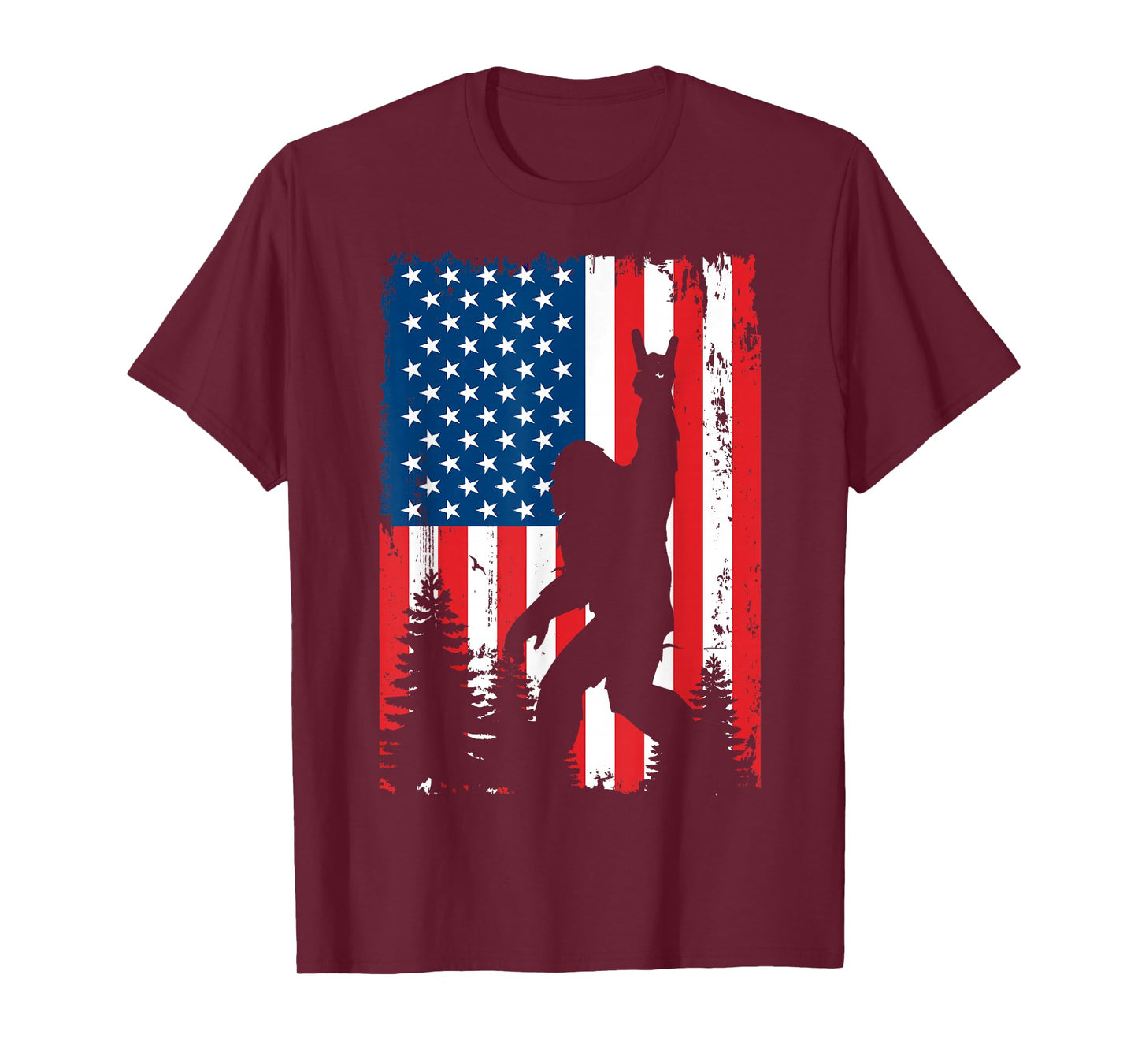 Bigfoot 4th of July Vintage American USA Flag Sasquatch T-Shirt