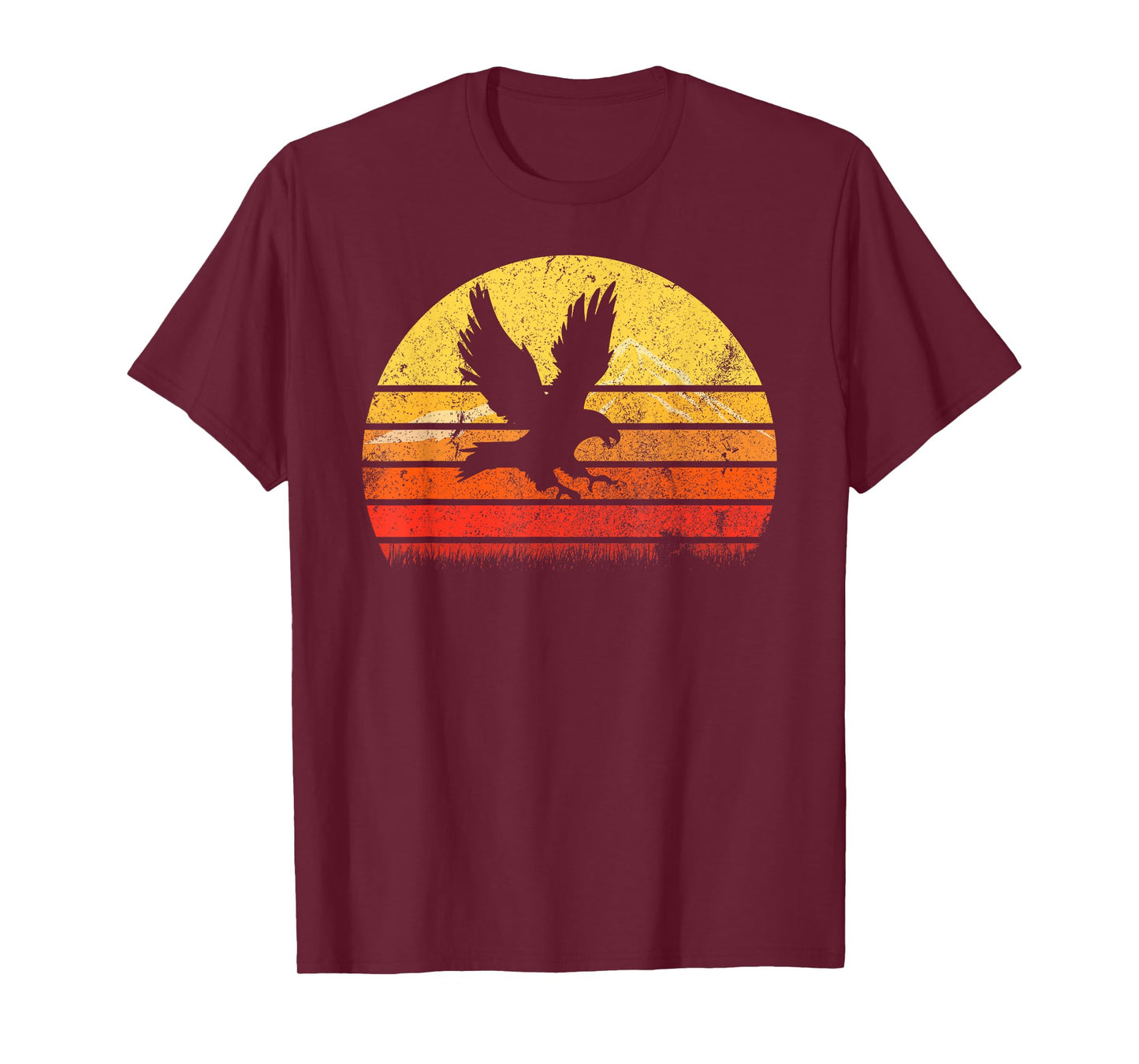 Vintage Retro Hawk Silhouette Sunset Bird Lover Distressed T-Shirt