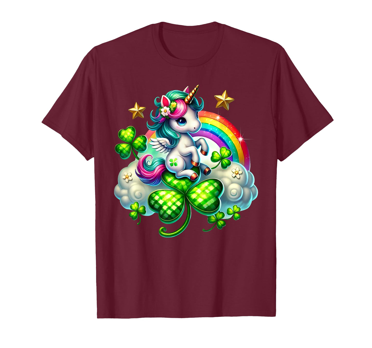 Cute Unicorn Shamrock St Patricks Day Girls Kids Lepricorn T-Shirt