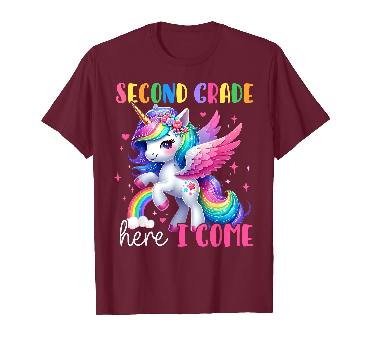 Second Grade Here I Come Unicorn Girls Kids Back To School T-Shirt