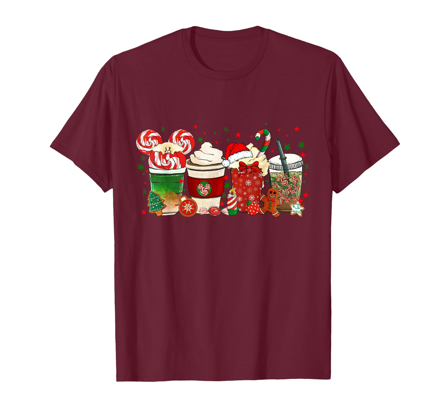 Christmas Coffee Santa Hat Gingerbread Xmas Shirt Boys Girls T-Shirt