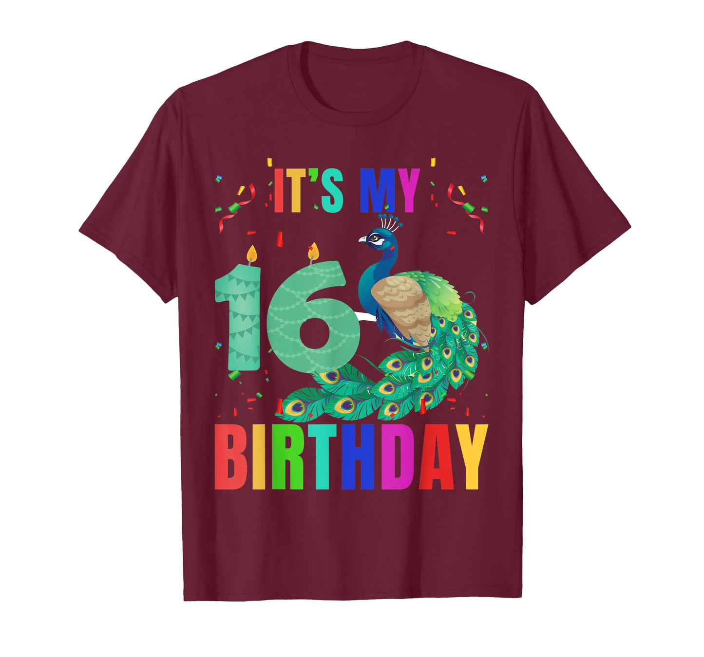 Peacock 16th Birthday Funny Cute Birds Animal Lover Graphic T-Shirt