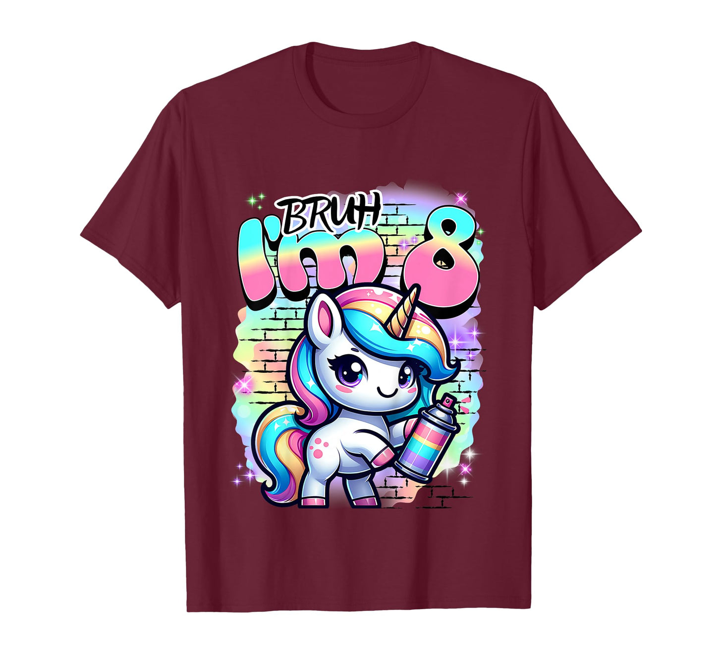 Kids Cute Funny 8 year Old 8th Pastel Colored Unicorn Birthday T-Shirt