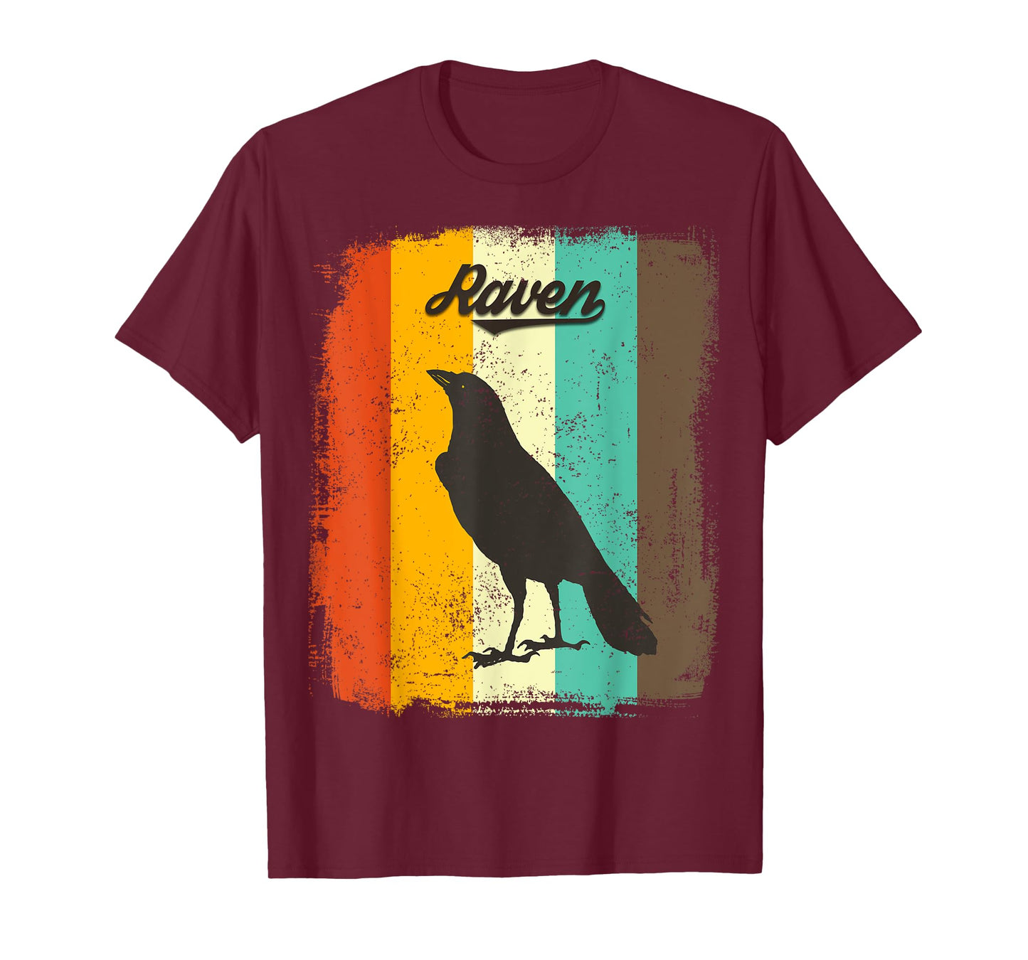 Raven Retro 70s Vintage Bird Lover Art T-Shirt