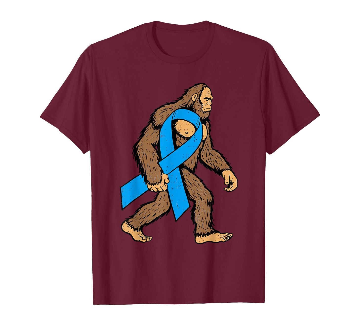 Prostate Cancer Awareness Bigfoot Ribbon Light Blue Men Boy T-Shirt