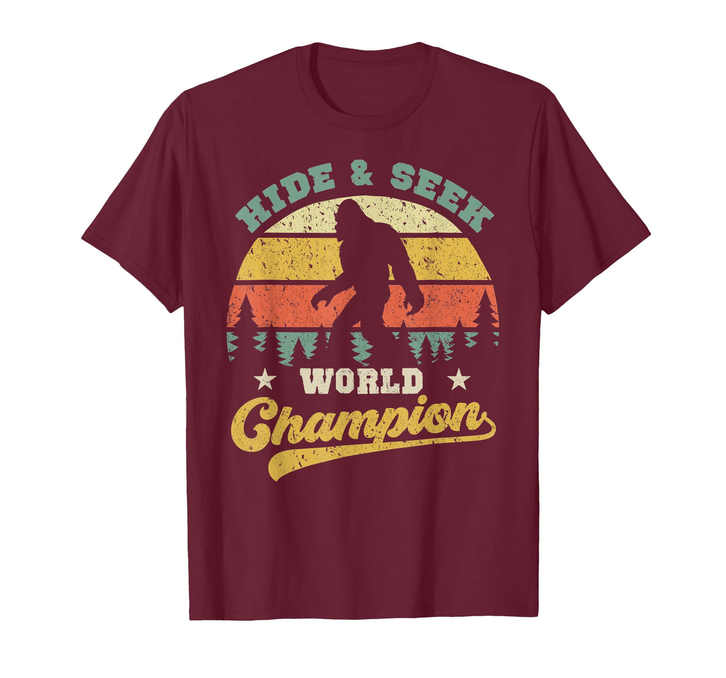 Bigfoot Hide And Seek World Champion Sasquatch Retro Vintage T-Shirt