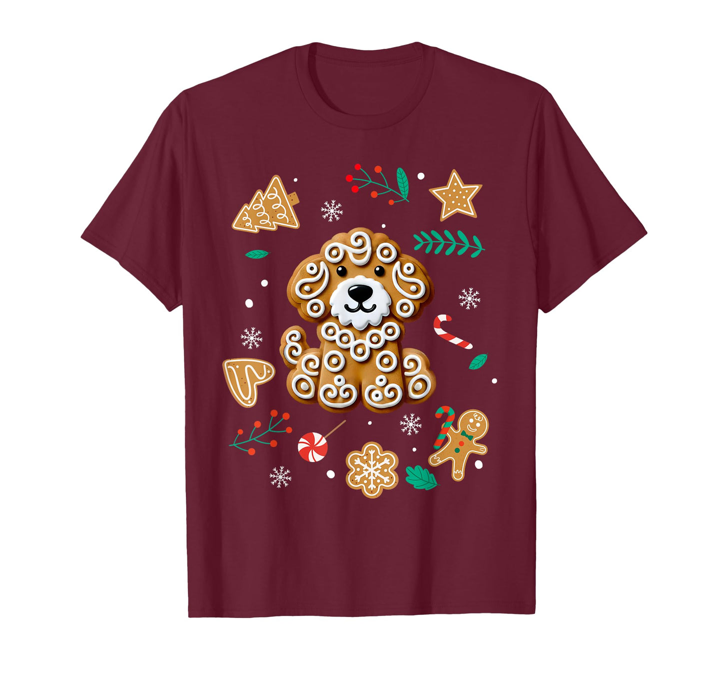 Xmas Dog Gingerbread Goldendoodle Golden Doodle Christmas T-Shirt