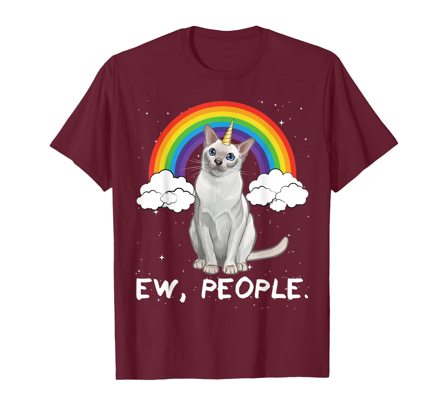 Rainbow Tonkinese Ew People Unicorn Cat T-Shirt for Men Women Kids