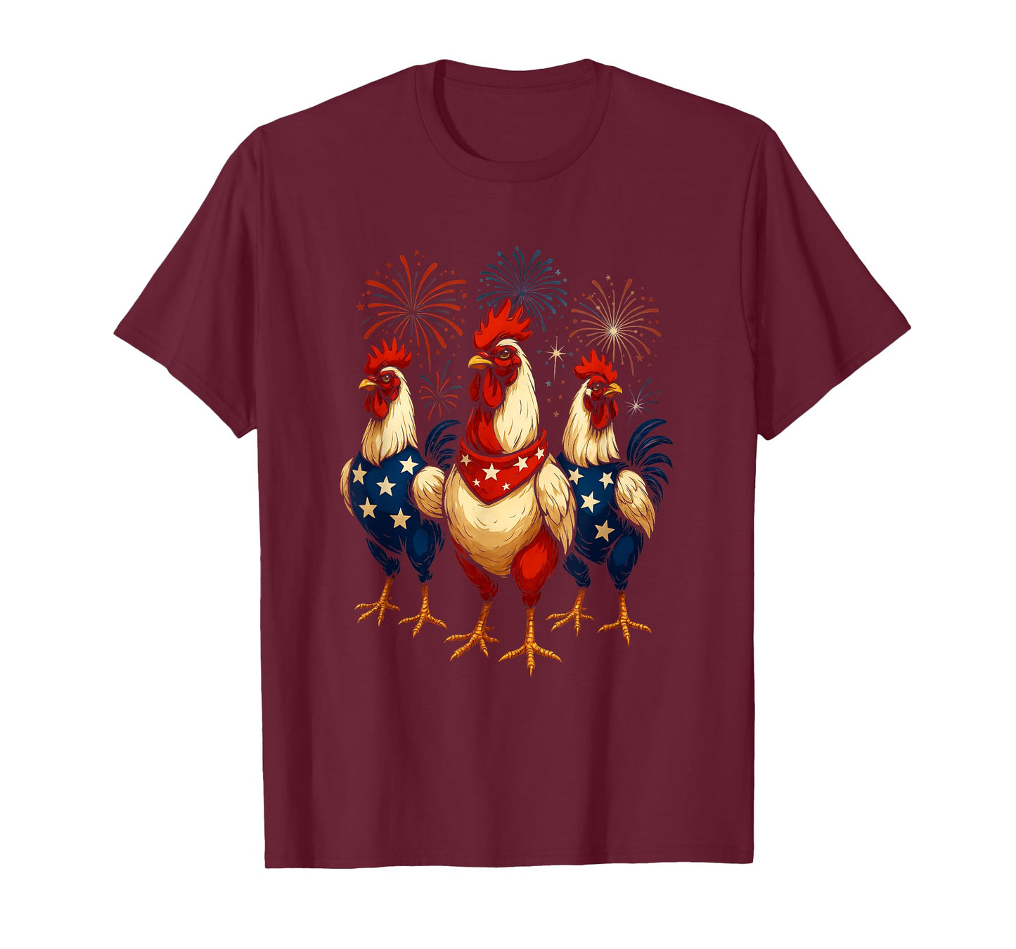 Funny Patriotic Chickens USA Flag 4th of July Chicken Lover T-Shirt