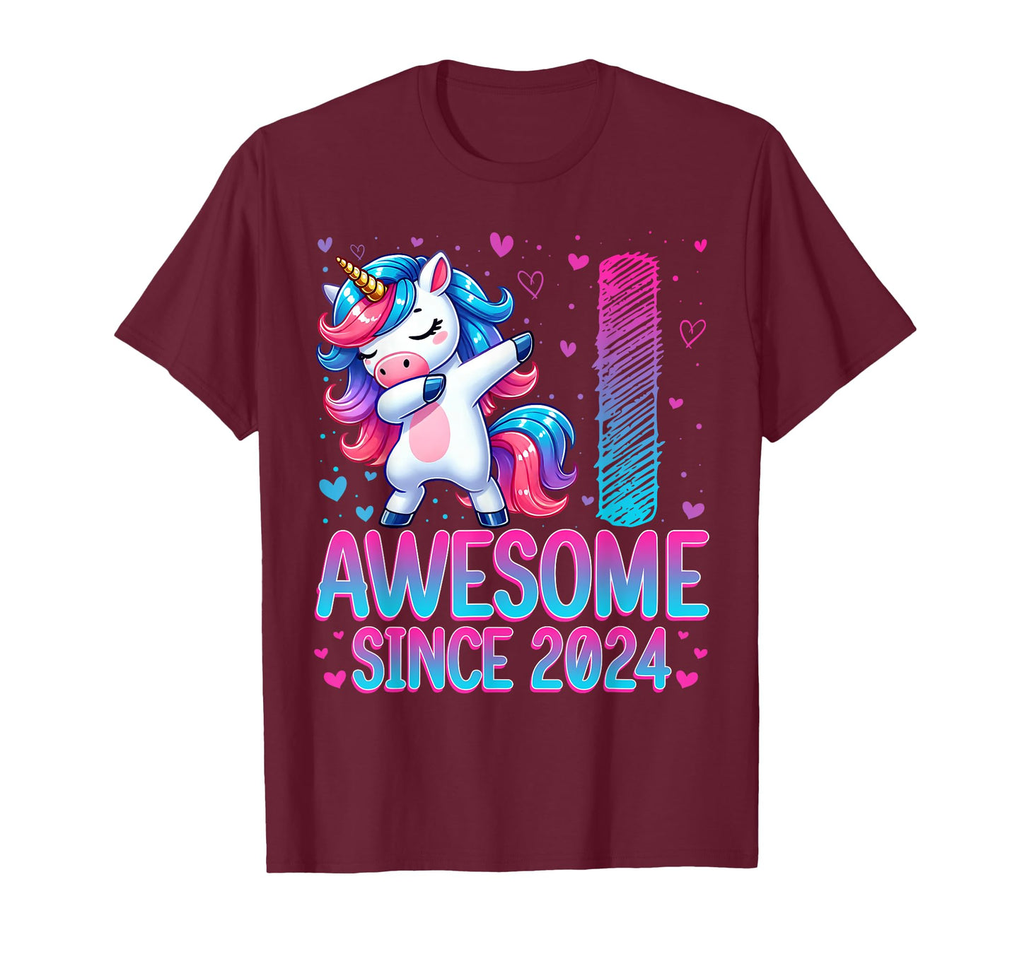 Awesome Since 2024 Unicorn 1st Birthday 1 Years Old Girl T-Shirt