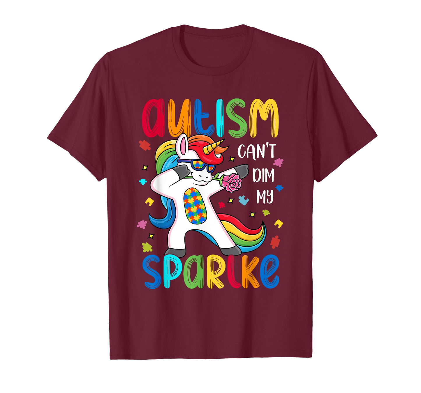 Unicorn Autism Awareness Funny Autism Can't Dim My Sparkle T-Shirt