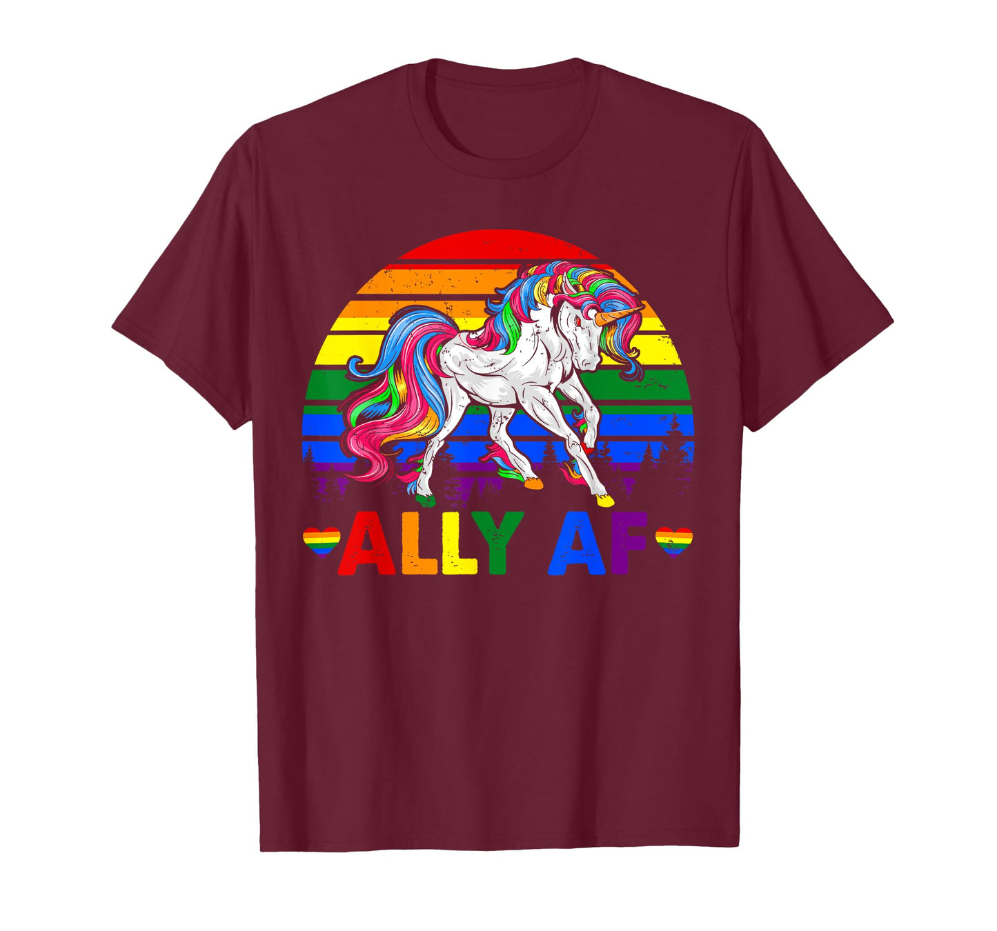 Ally AF Pride LGBT Flag Unicorn Lover Matching Lesbian Gay T-Shirt