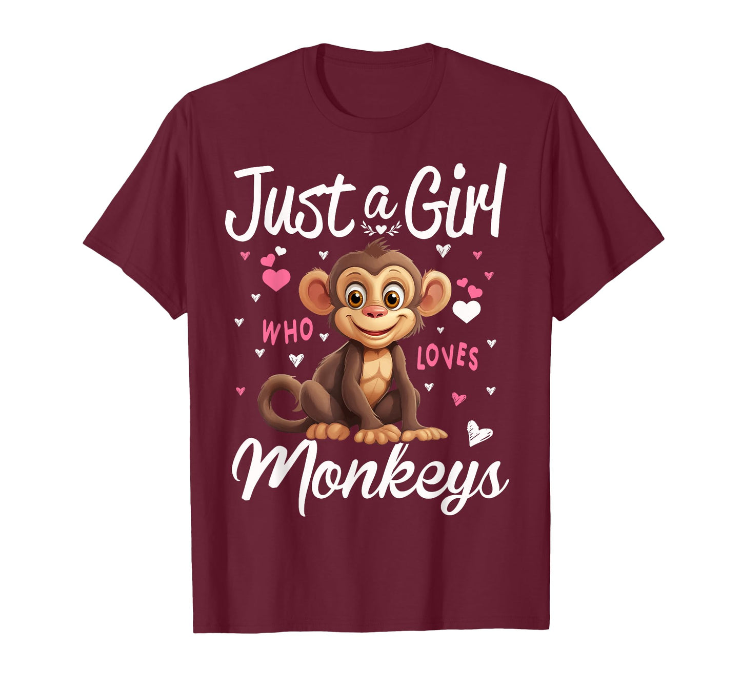 Monkey Girls Women Funny Just A Girl Who Loves Monkeys T-Shirt
