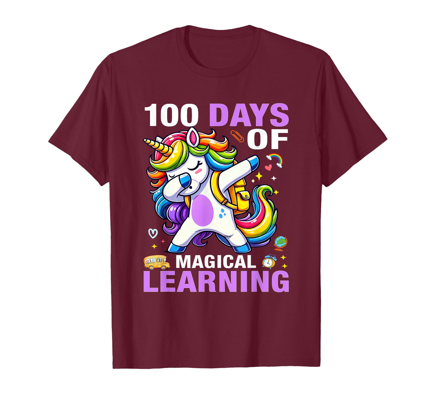 100 Days of Magical Learning Unicorn 100 Days Of School Girl T-Shirt