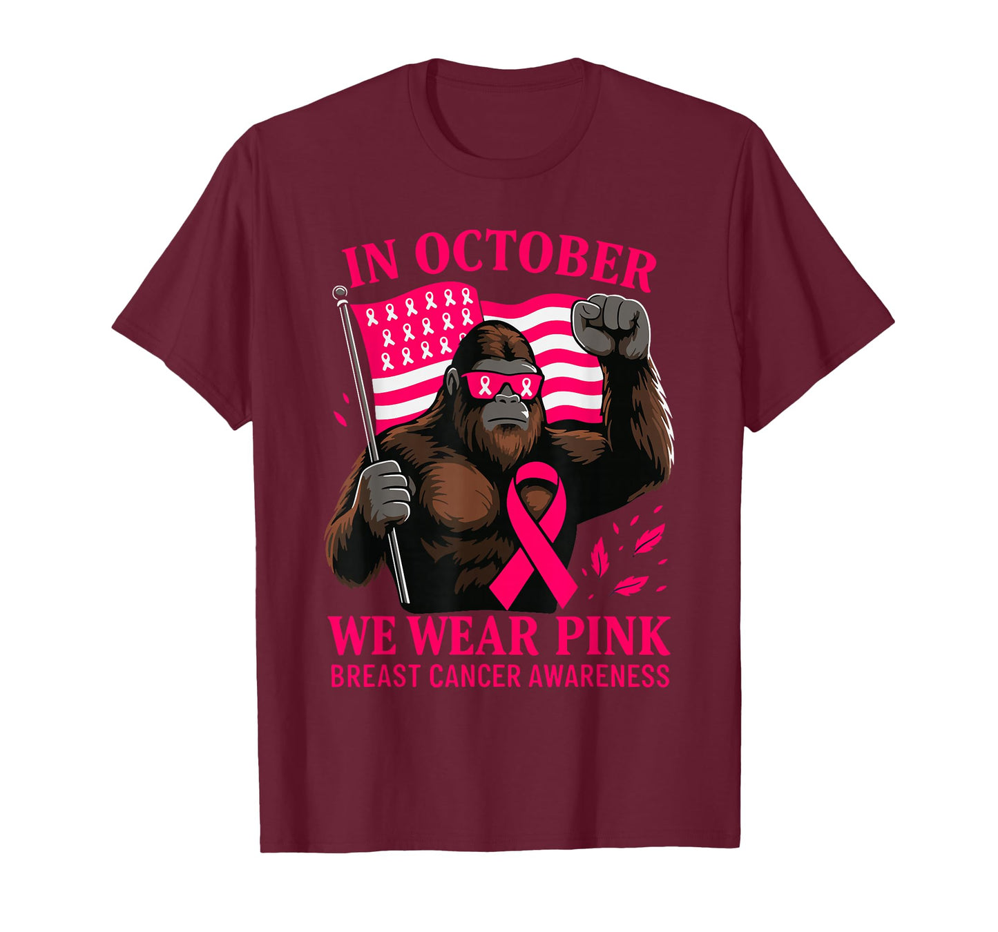 Breast Cancer Bigfoot Halloween in October We Wear Pink T-Shirt