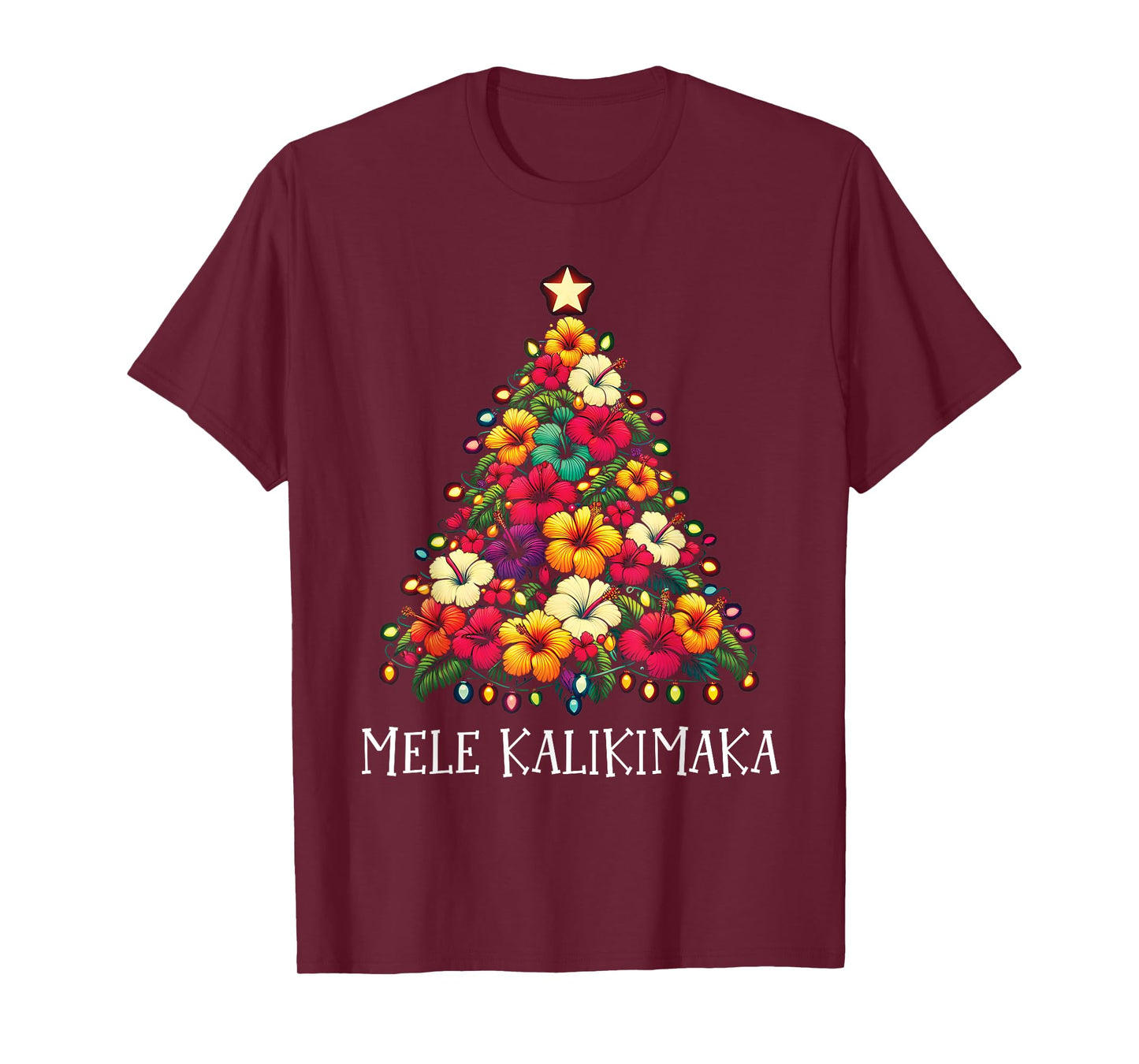 Mele Kalikimaka Hawaiian Christmas Tree Hawaii Tropical Xmas T-Shirt