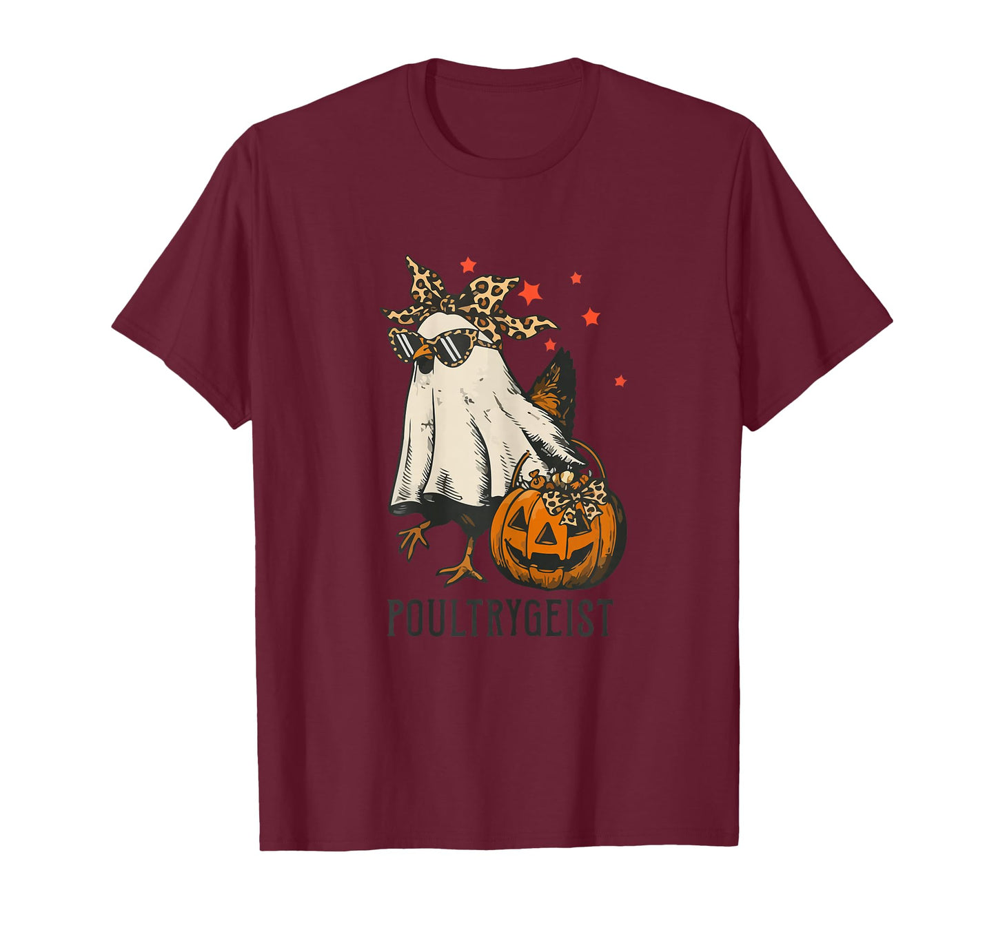 Poultrygeist Chicken Ghost Leopard Coquette Bow Halloween T-Shirt