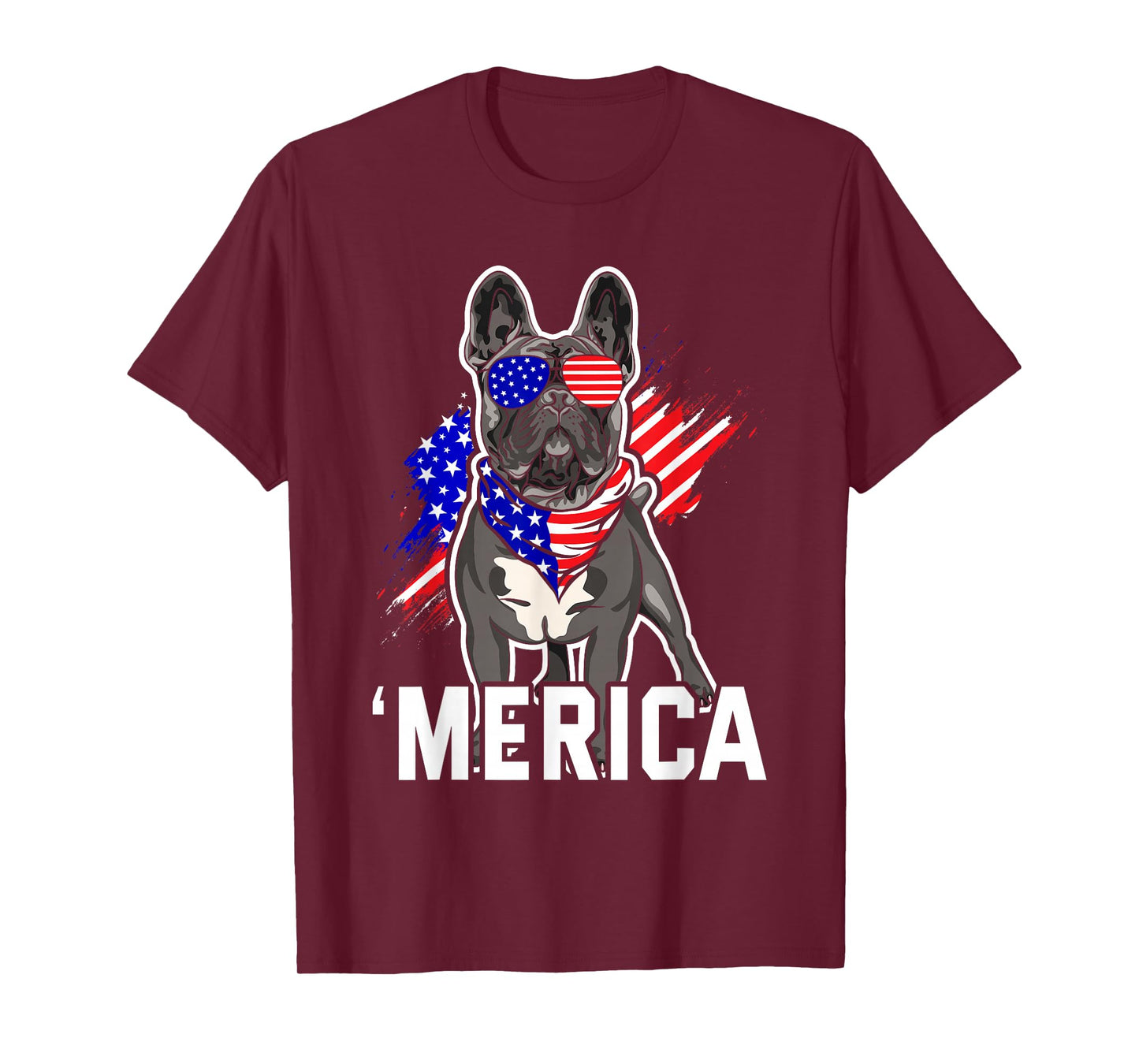 Merica French Bulldog American Flag 4th of July Frenchie T-Shirt