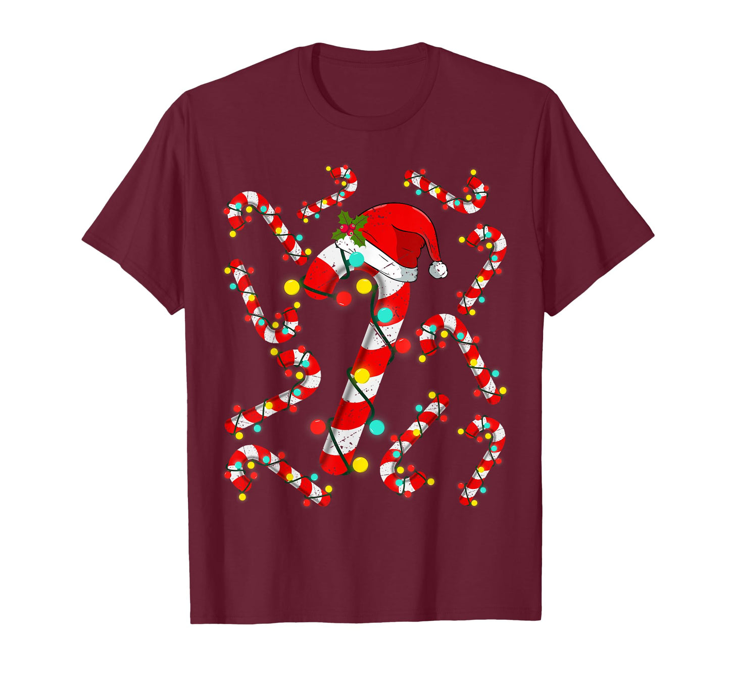 Christmas Candy Cane Santa Xmas Kids Toddler Youth Women Men T-Shirt