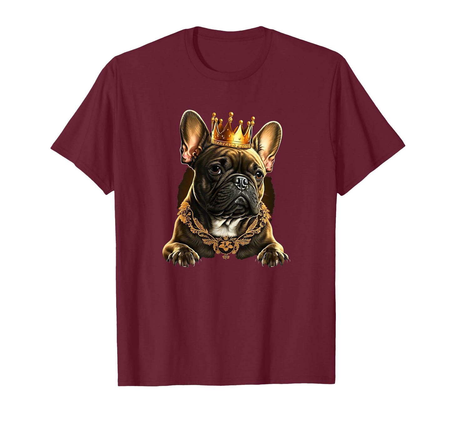 Funny French Bulldog Frenchie with a Golden Crown Men Women Girls Kids T-Shirt