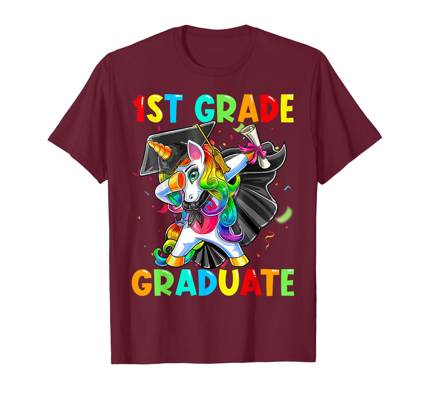 Dabbing Unicorn 1st Grade Graduation Cap Gown Gift Girls T-Shirt