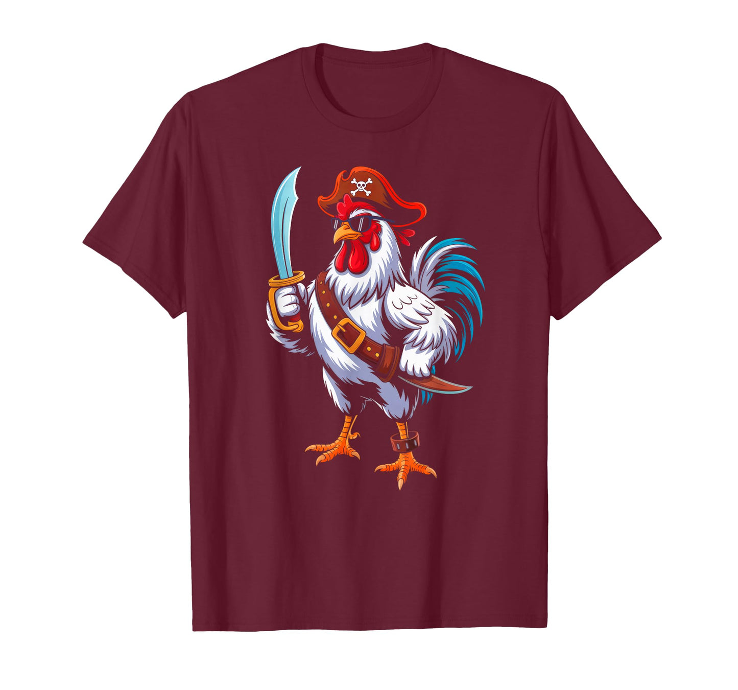 Chicken Halloween Costume Men Women Farmer Chicken Pirate T-Shirt