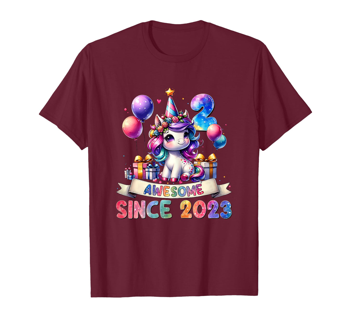 2 Year Old Unicorn Gifts For Girls 2nd Birthday Girl Party T-Shirt