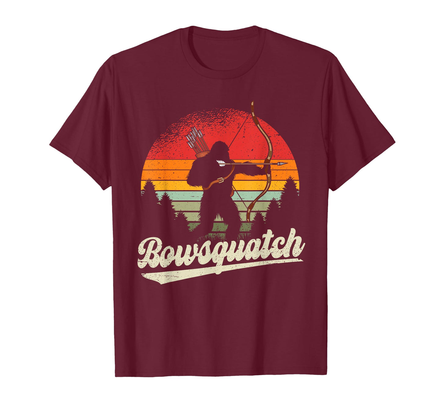 Bowsquatch Bow Arrow Bigfoot Archery Retro Sasquatch Archer T-Shirt