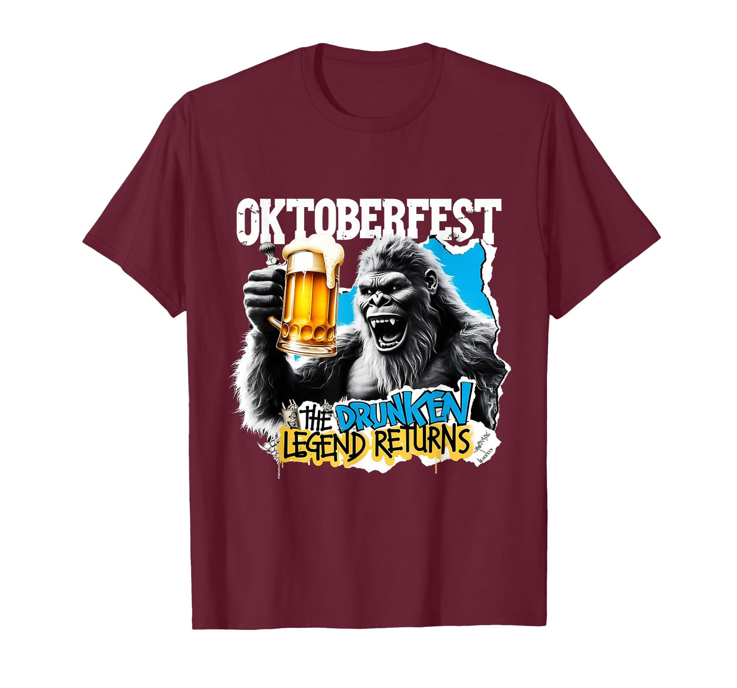Oktoberfest Bigfoot The Drunken Legend Returns Beer Party T-Shirt