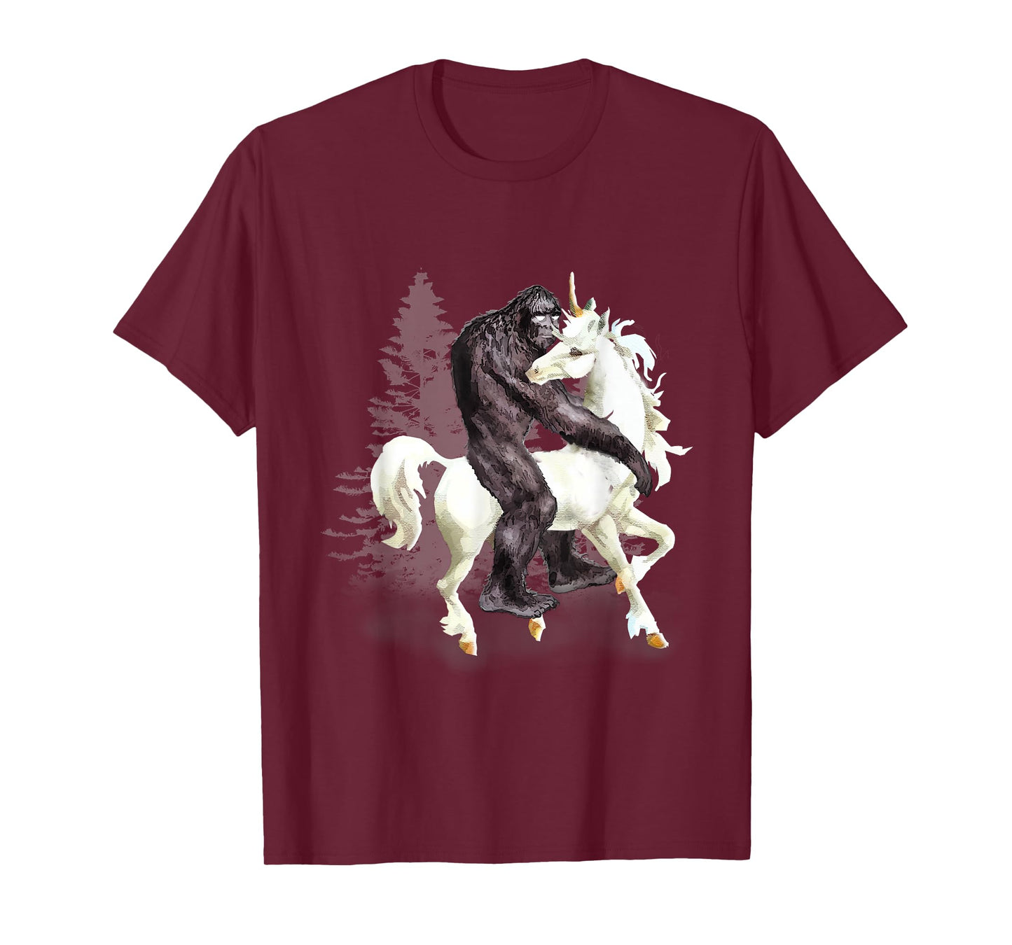 Bigfoot Sasquatch Riding Unicorn Funny Cute Gift T-Shirt