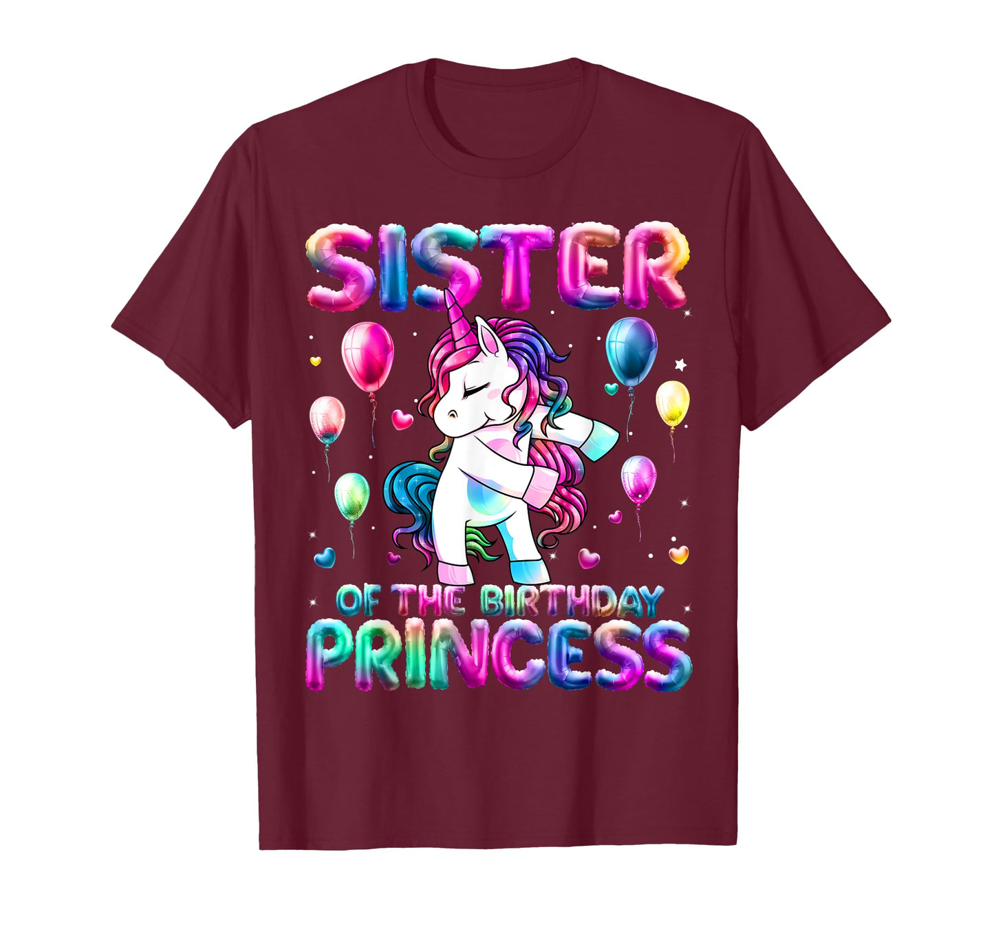 Sister of the Birthday Princess Girl Flossing Unicorn Sister T-Shirt