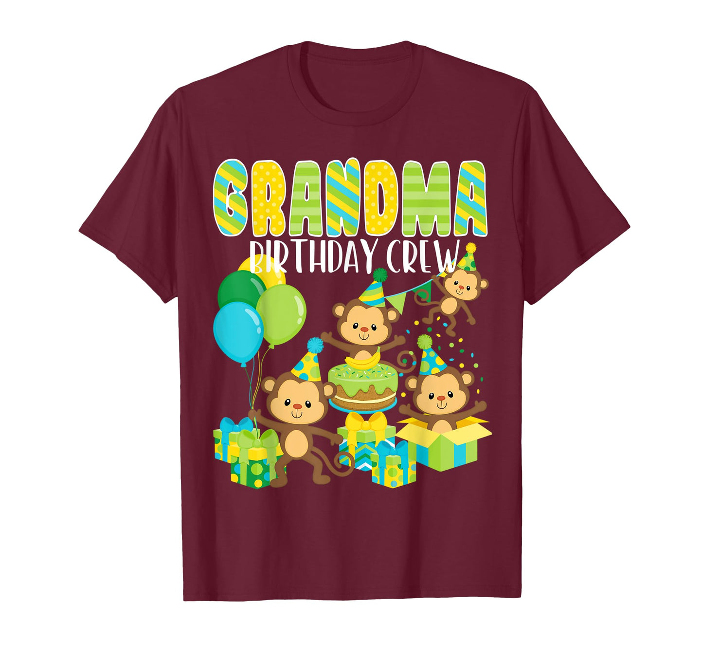 Birthday Party Monkey Grandma Birthday Crew Family Matching T-Shirt