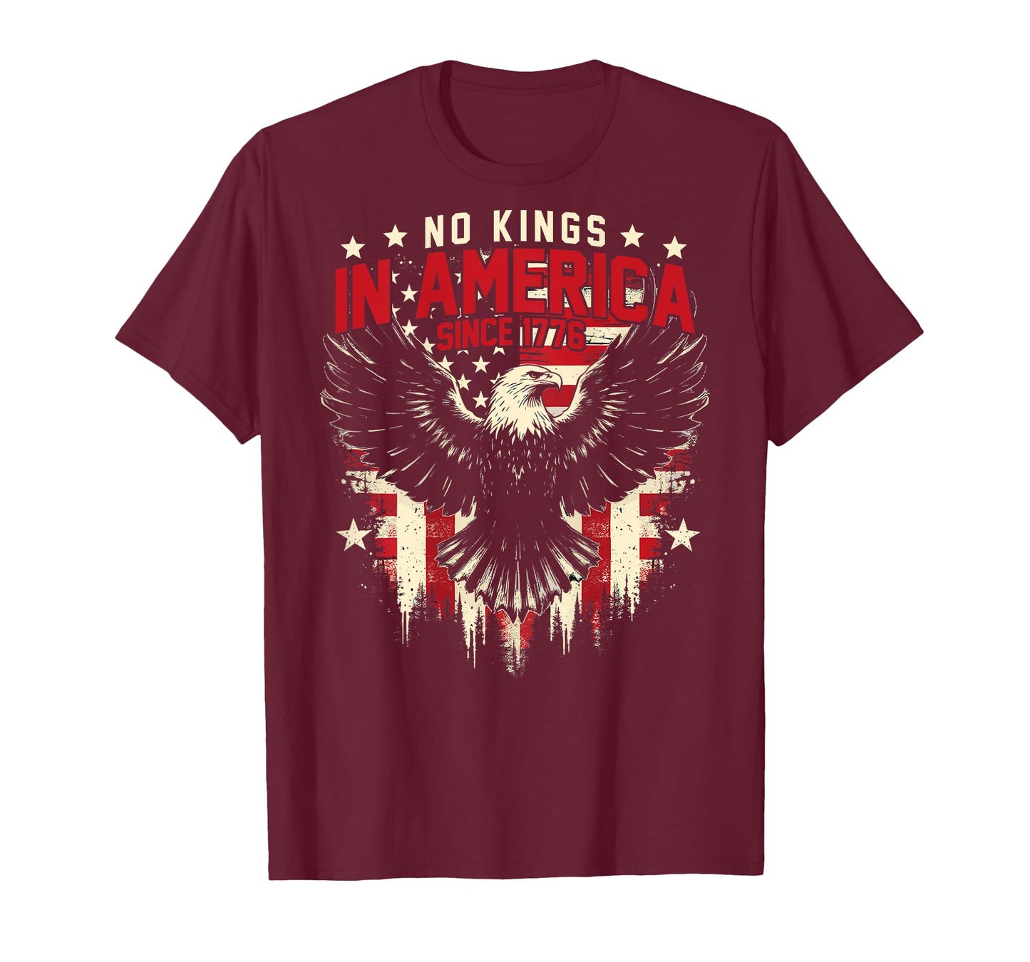 (ON BACK) No Kings In America Since 1776 USA Flag Vintage T-Shirt