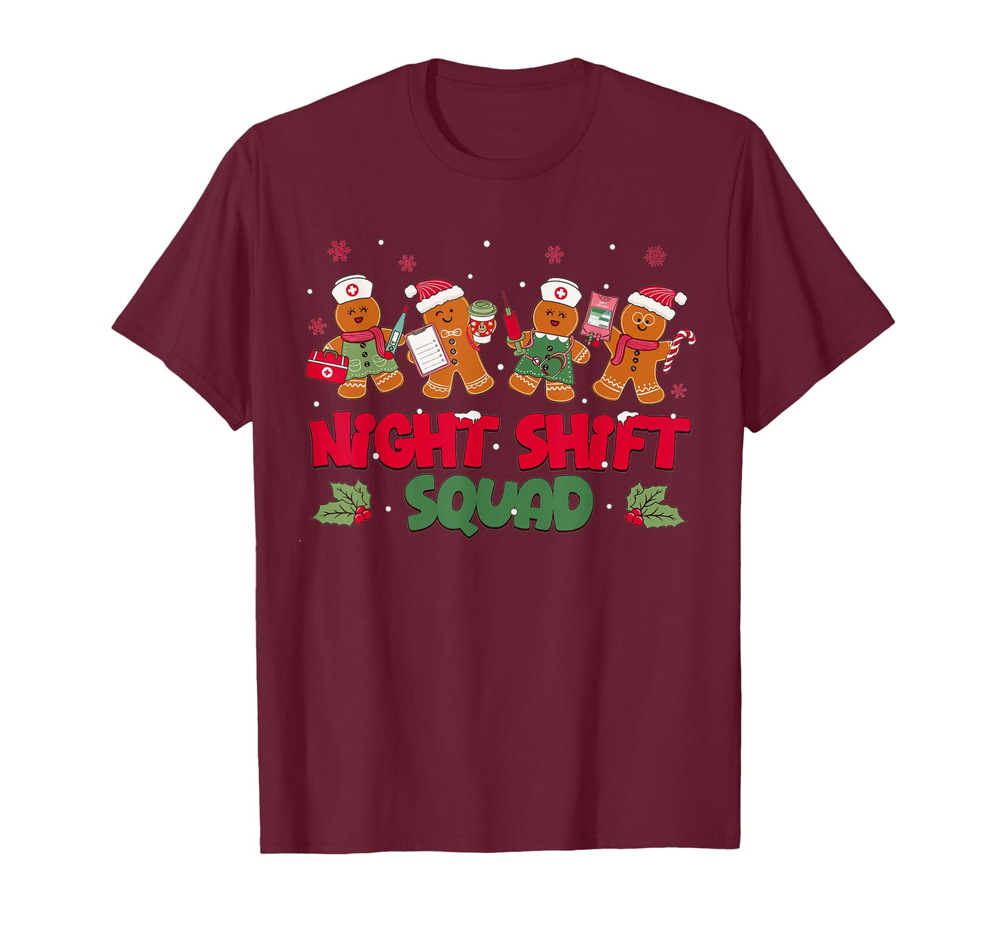 Nurse Christmas Night Shift Squad Gingerbread RN ER ED T-Shirt